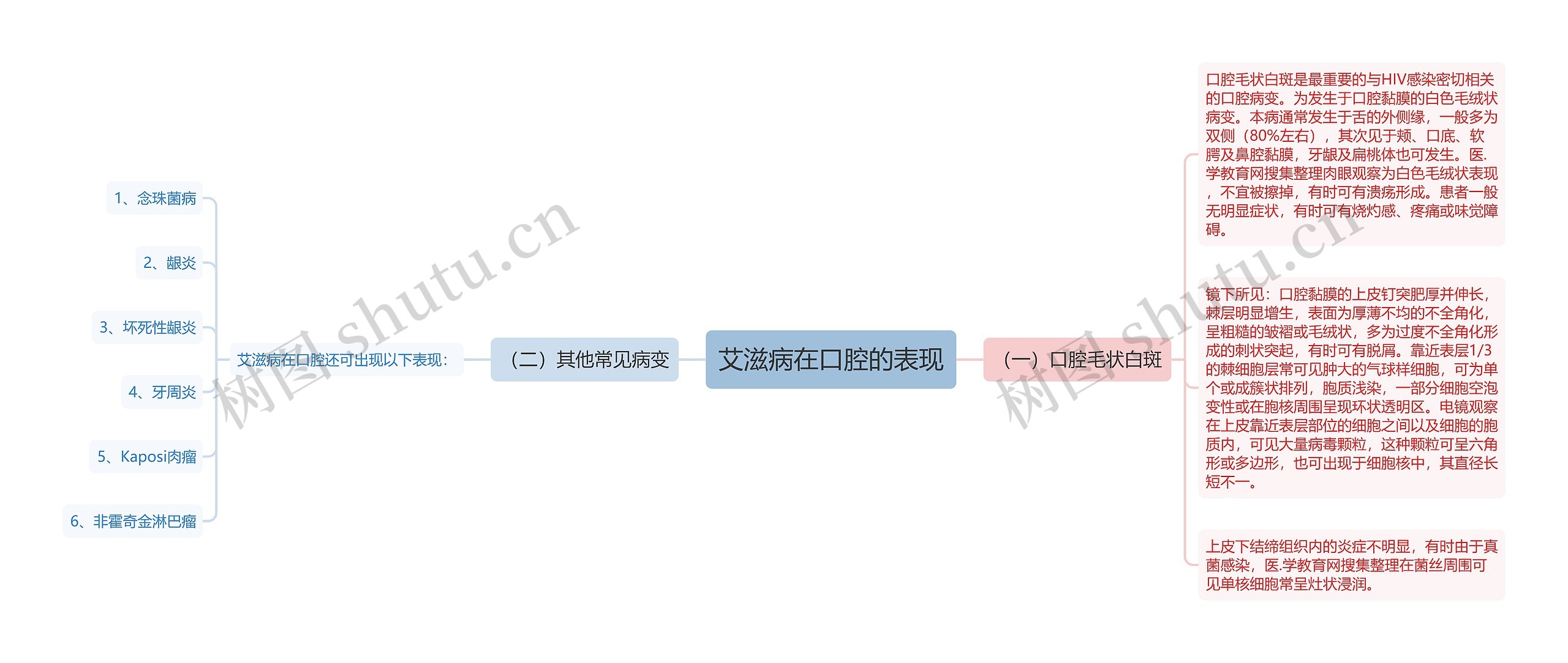 艾滋病在口腔的表现思维导图