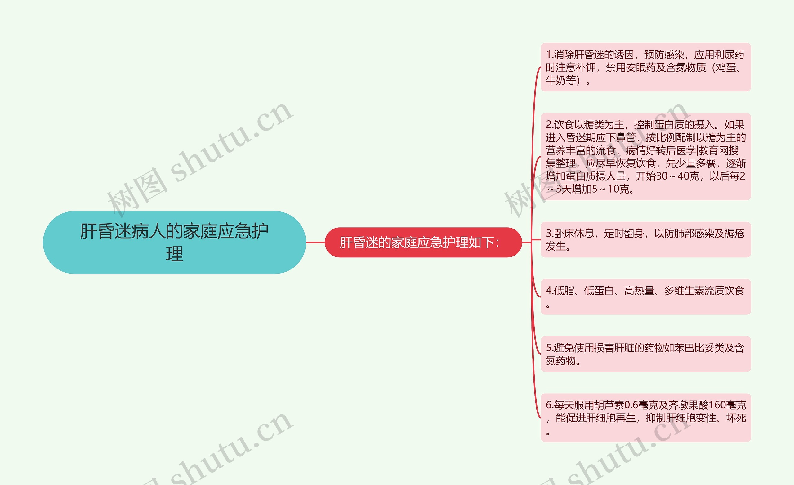 肝昏迷病人的家庭应急护理思维导图