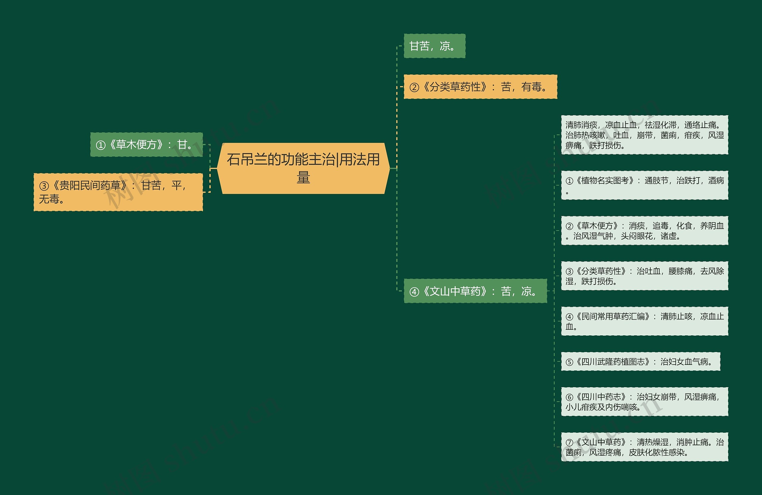 石吊兰的功能主治|用法用量思维导图