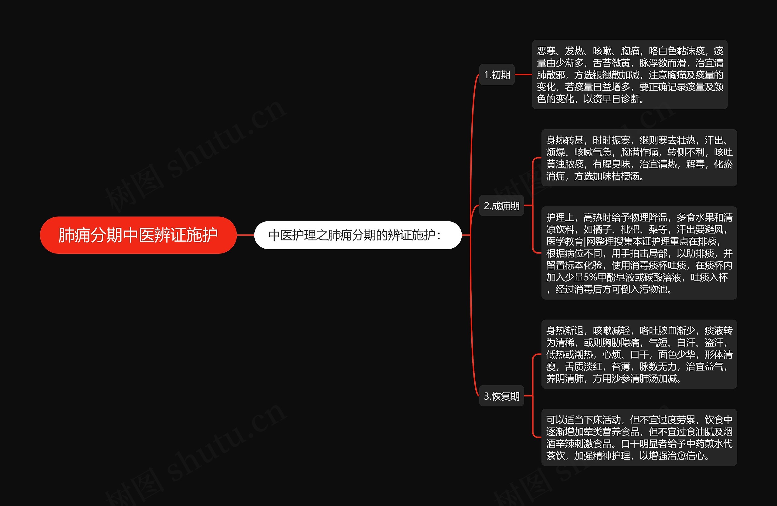 肺痈分期中医辨证施护思维导图