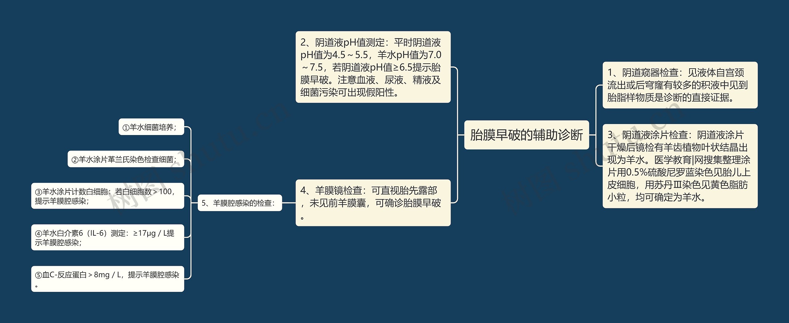 胎膜早破的辅助诊断思维导图