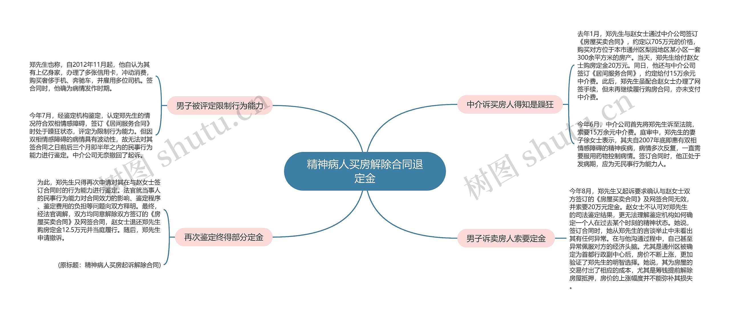 精神病人买房解除合同退定金思维导图