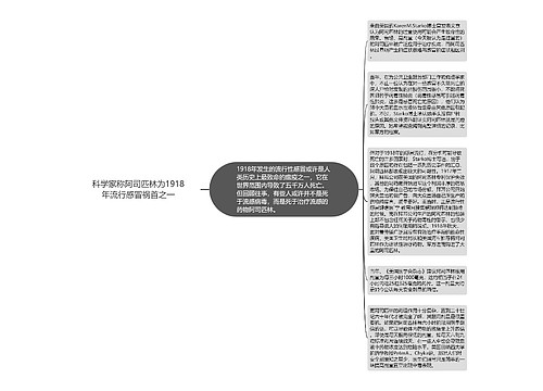 科学家称阿司匹林为1918年流行感冒祸首之一