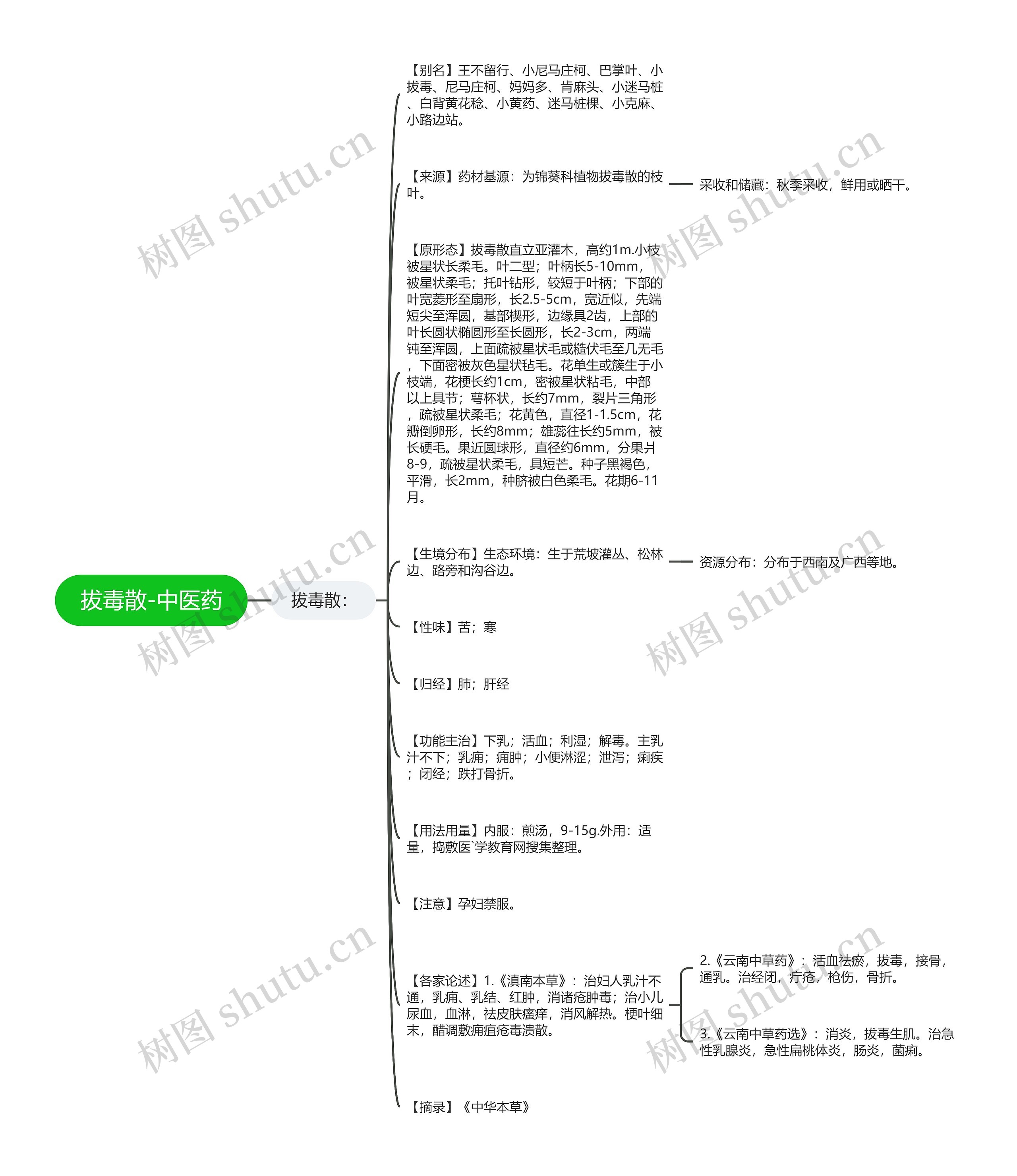 拔毒散-中医药思维导图