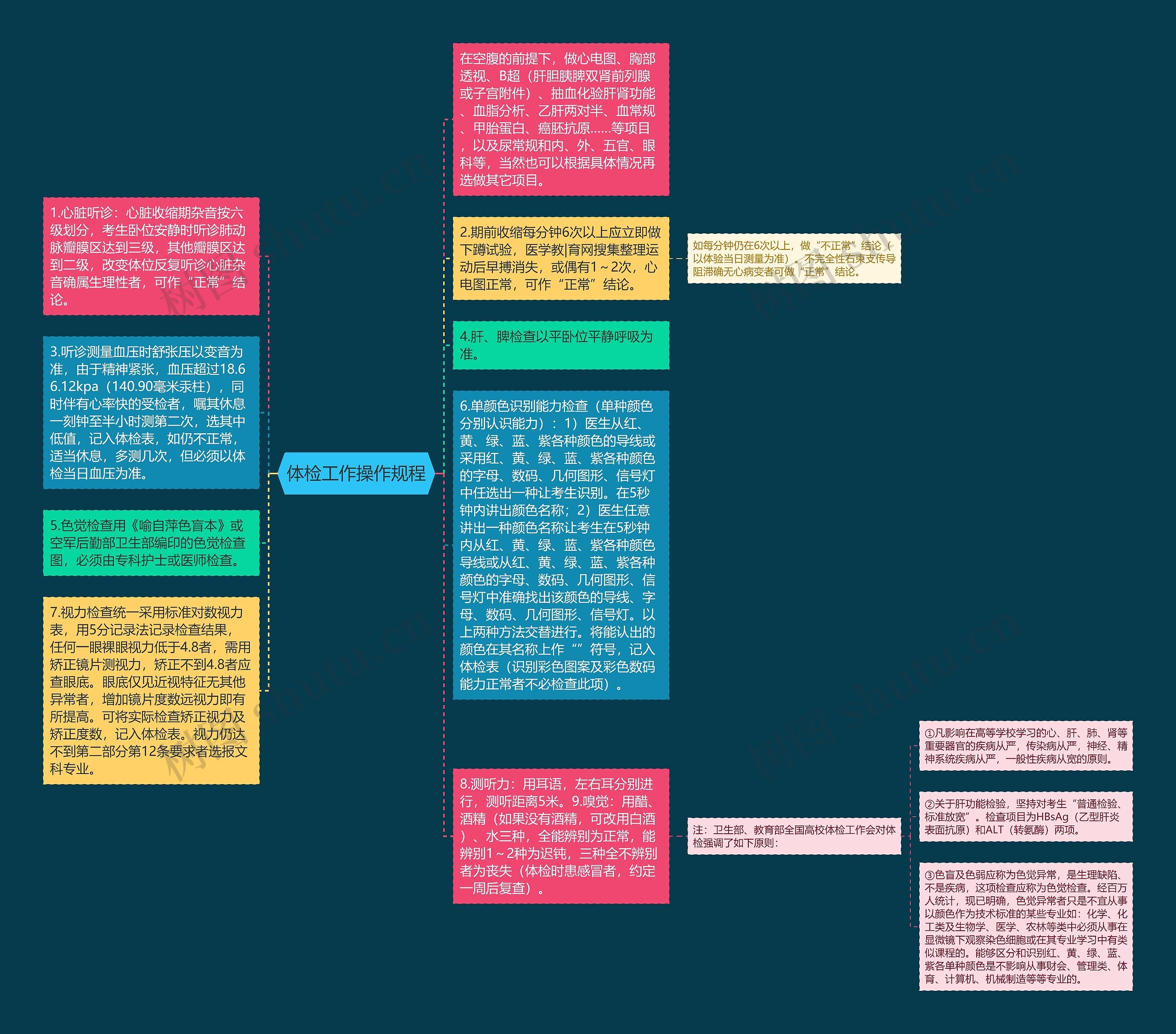 体检工作操作规程思维导图