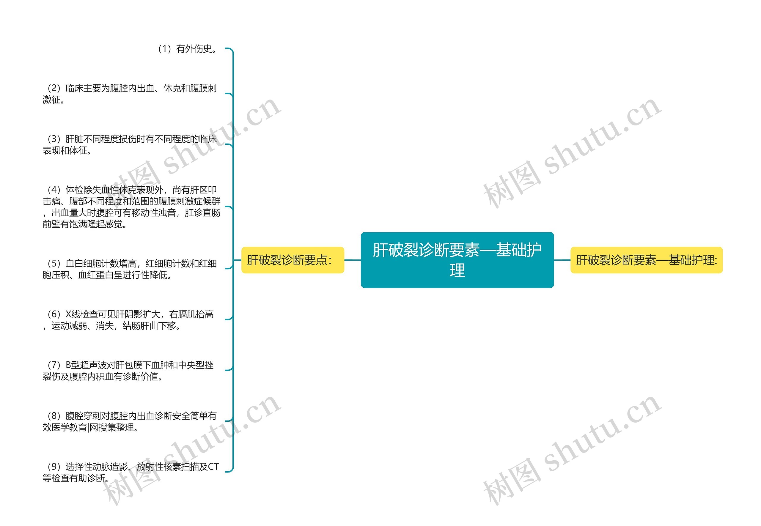 肝破裂诊断要素—基础护理思维导图