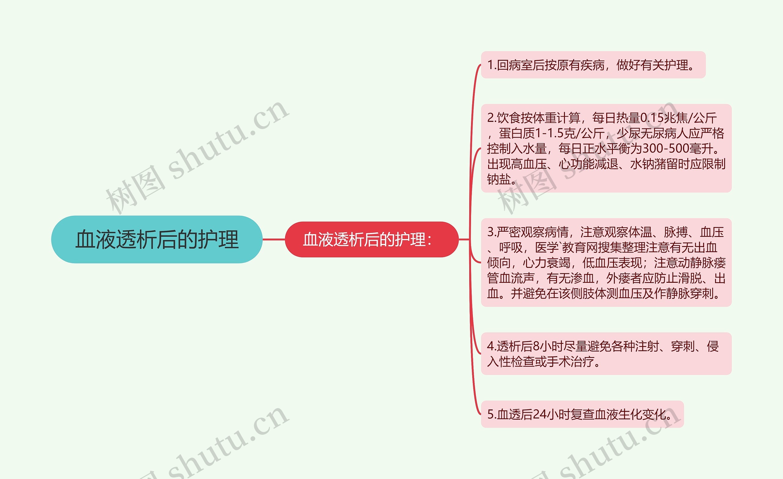 血液透析后的护理思维导图