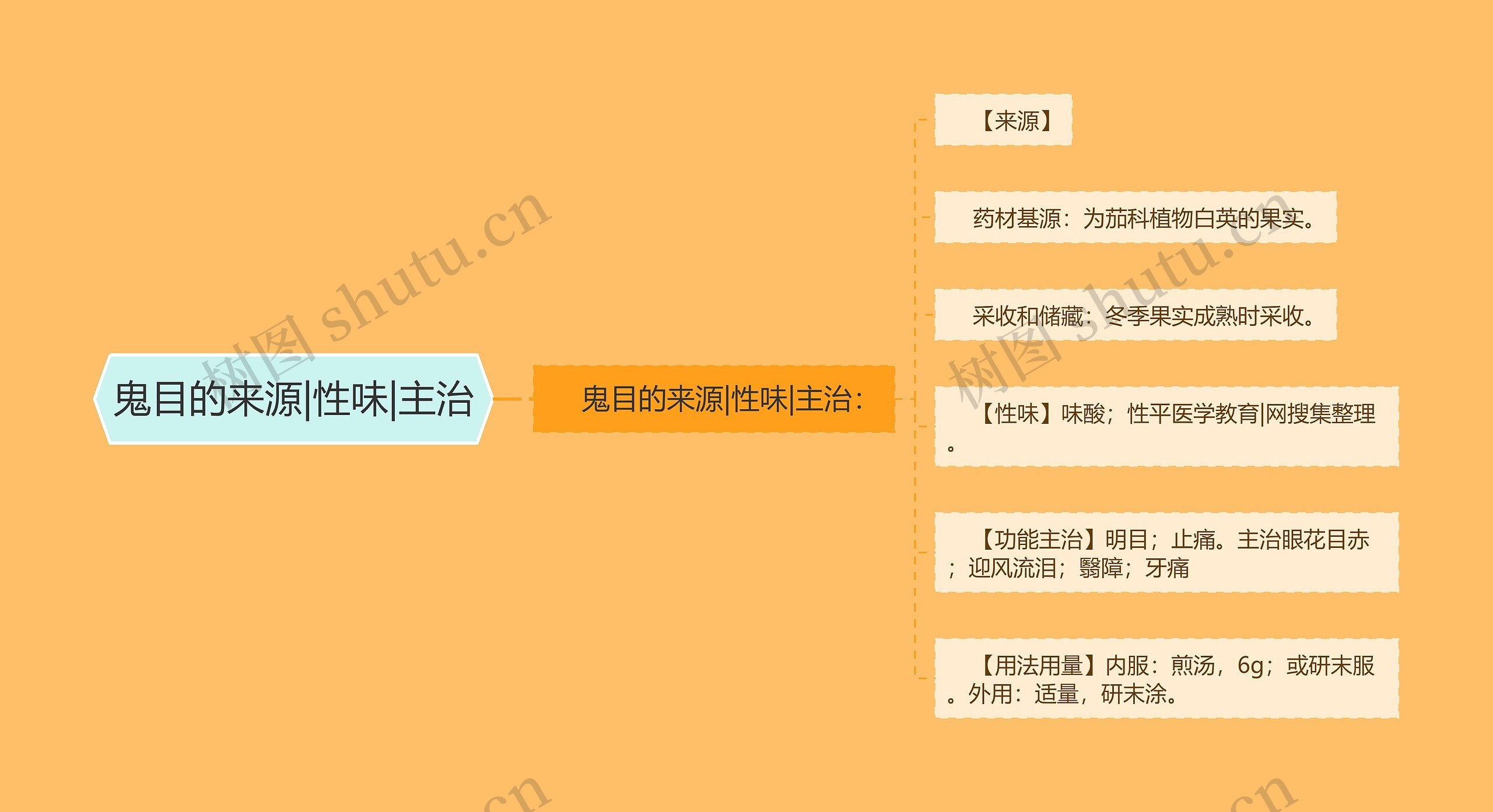 鬼目的来源|性味|主治思维导图