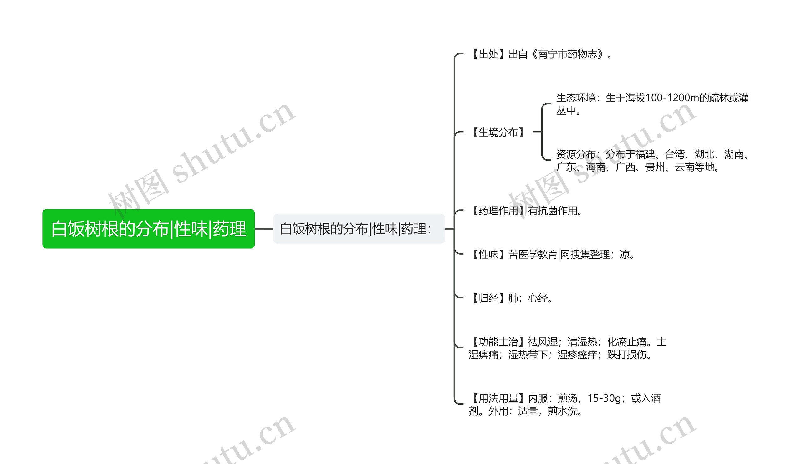 白饭树根的分布|性味|药理思维导图