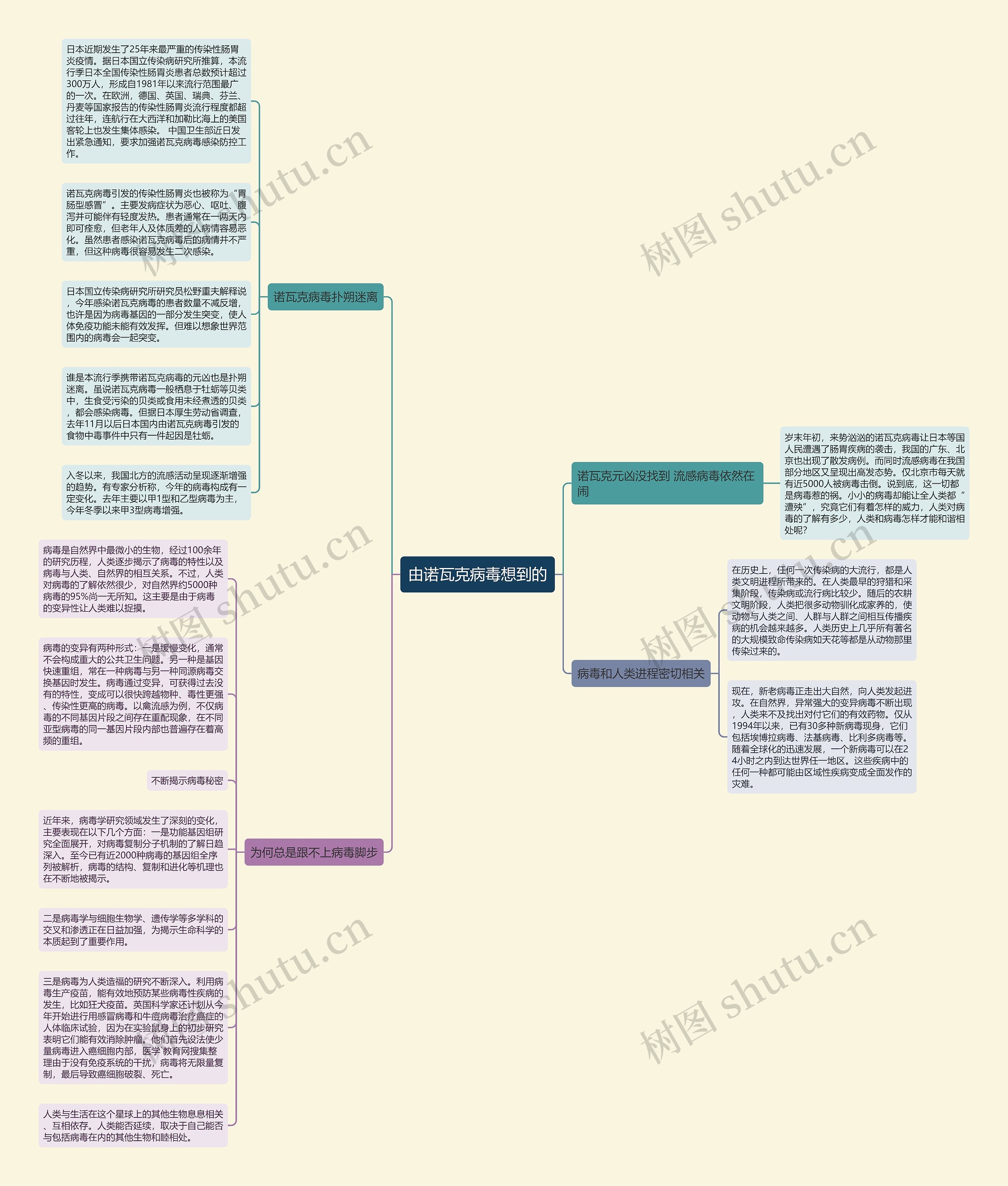 由诺瓦克病毒想到的思维导图