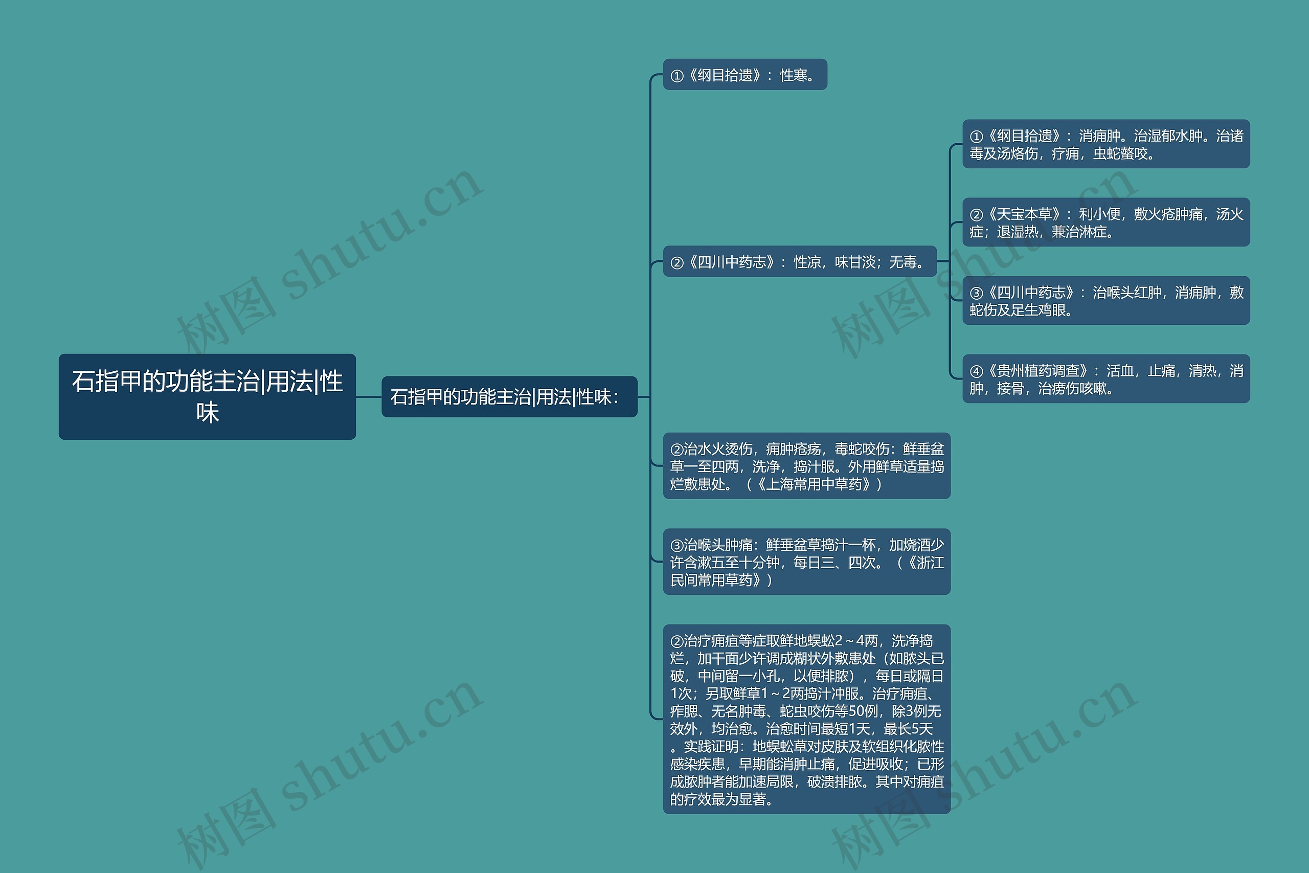 石指甲的功能主治|用法|性味思维导图