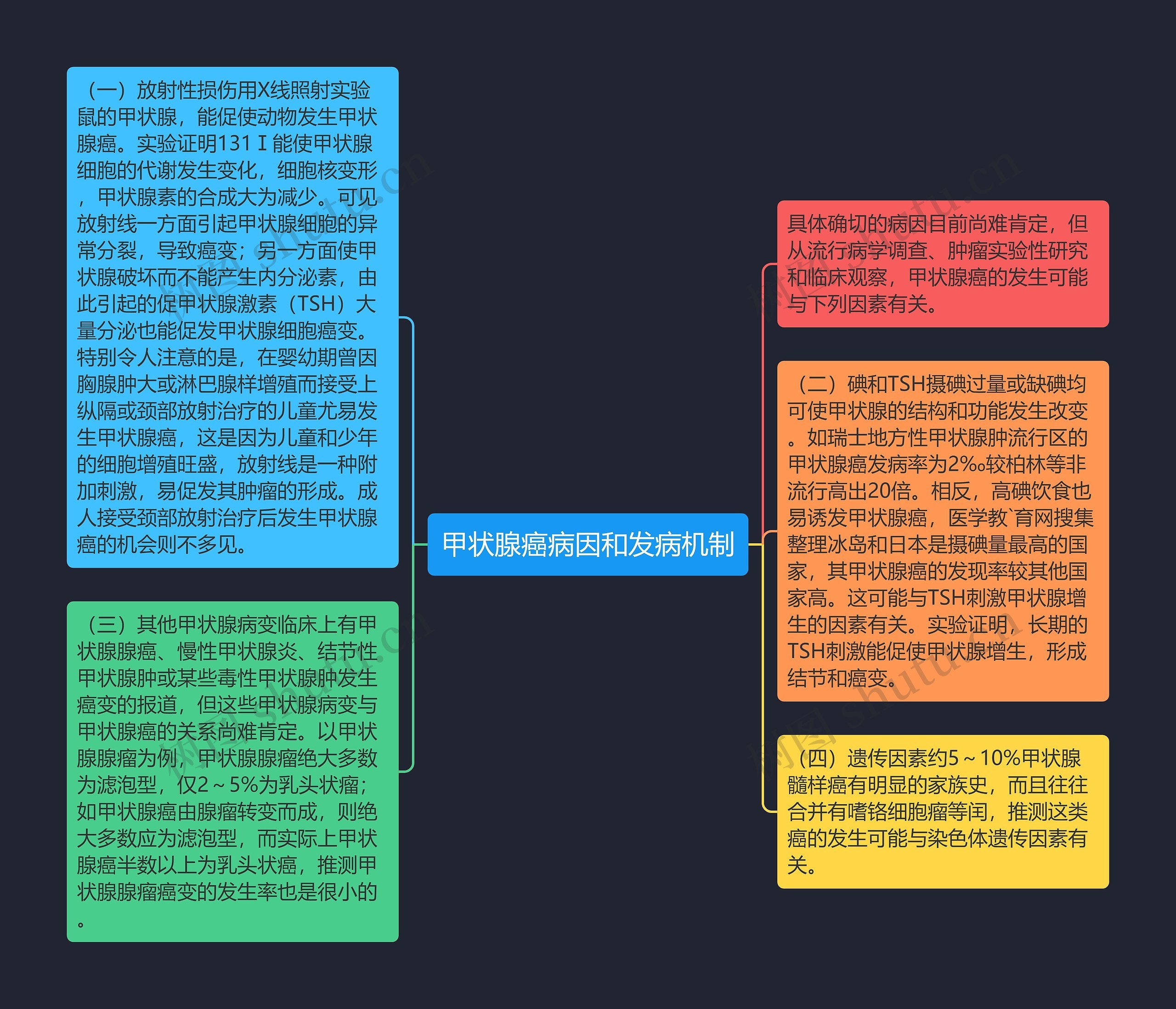 甲状腺癌病因和发病机制思维导图