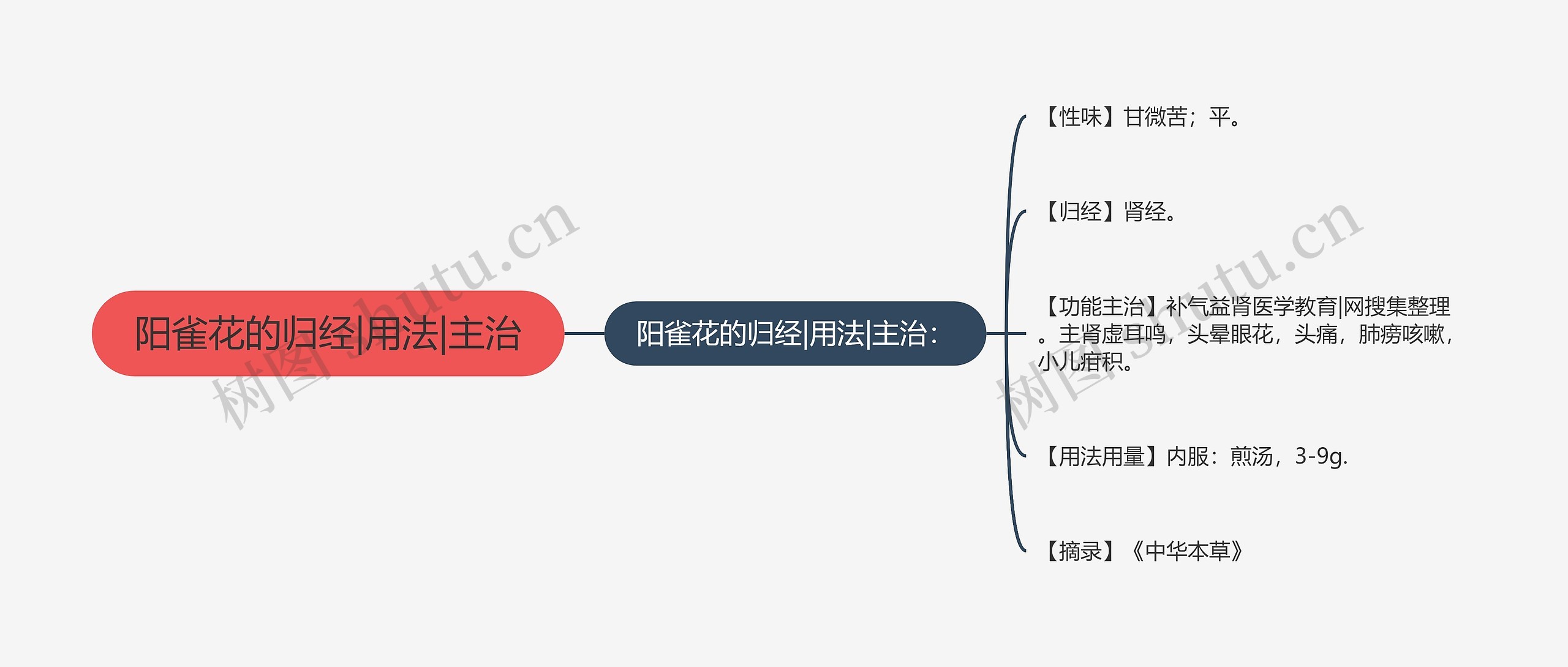 阳雀花的归经|用法|主治思维导图