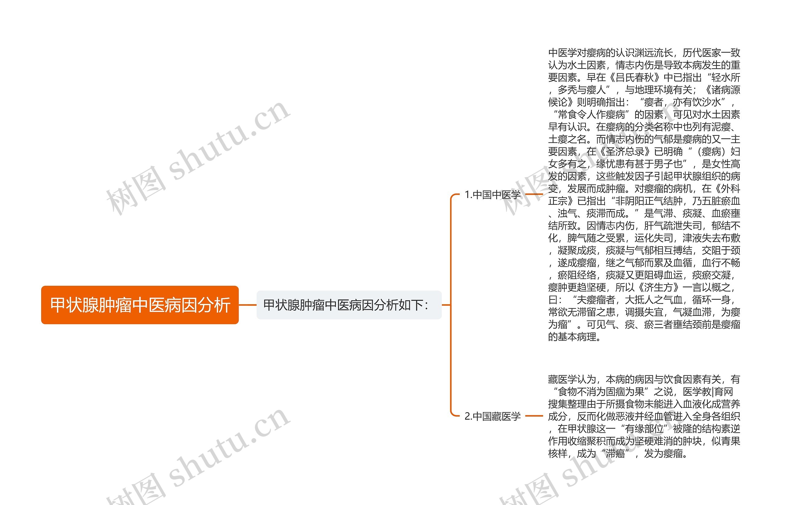 甲状腺肿瘤中医病因分析思维导图