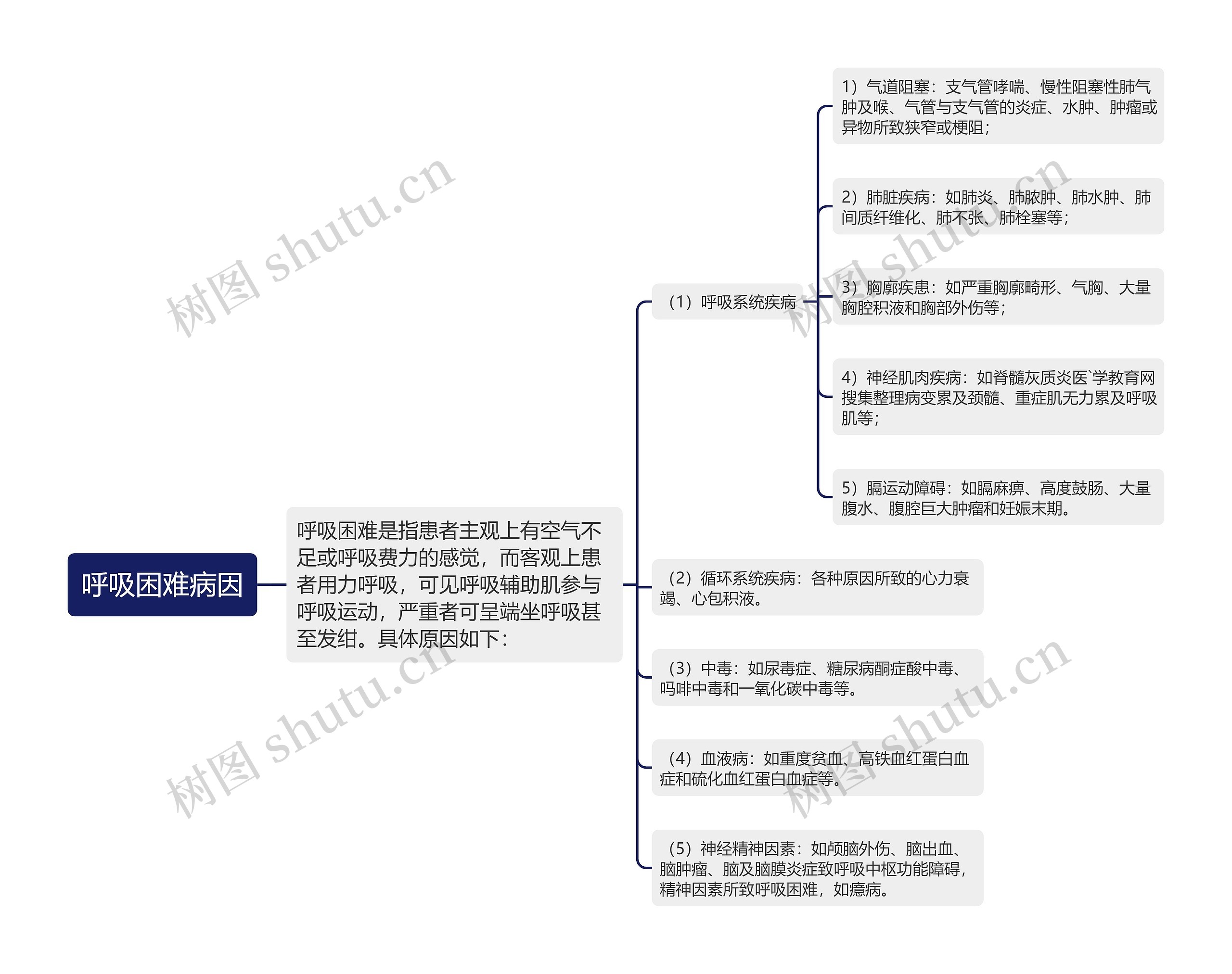 呼吸困难病因思维导图