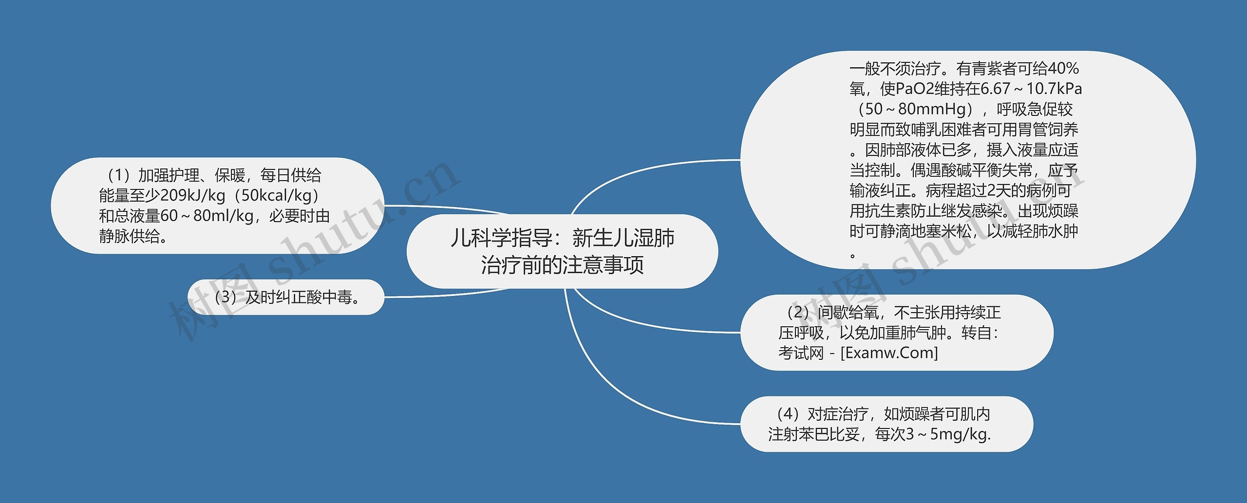 儿科学指导：新生儿湿肺治疗前的注意事项思维导图