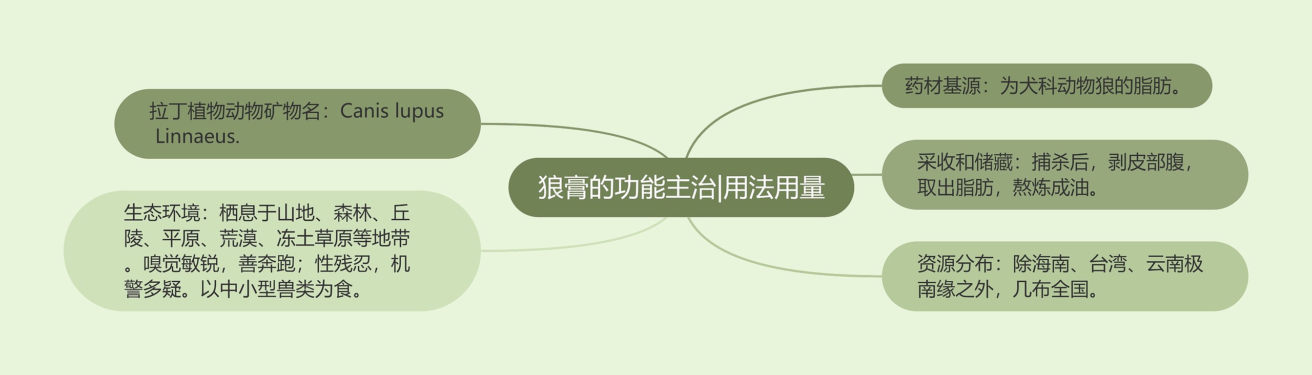 狼膏的功能主治|用法用量思维导图