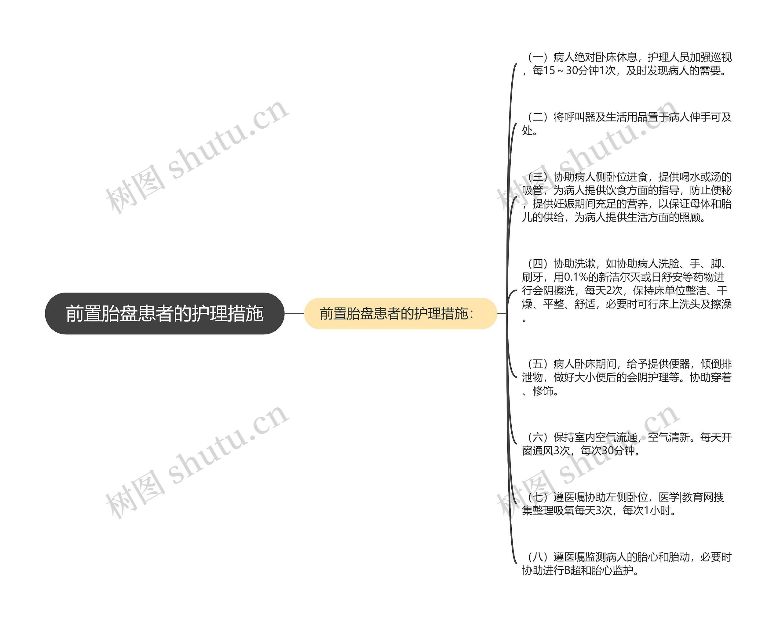 前置胎盘患者的护理措施思维导图