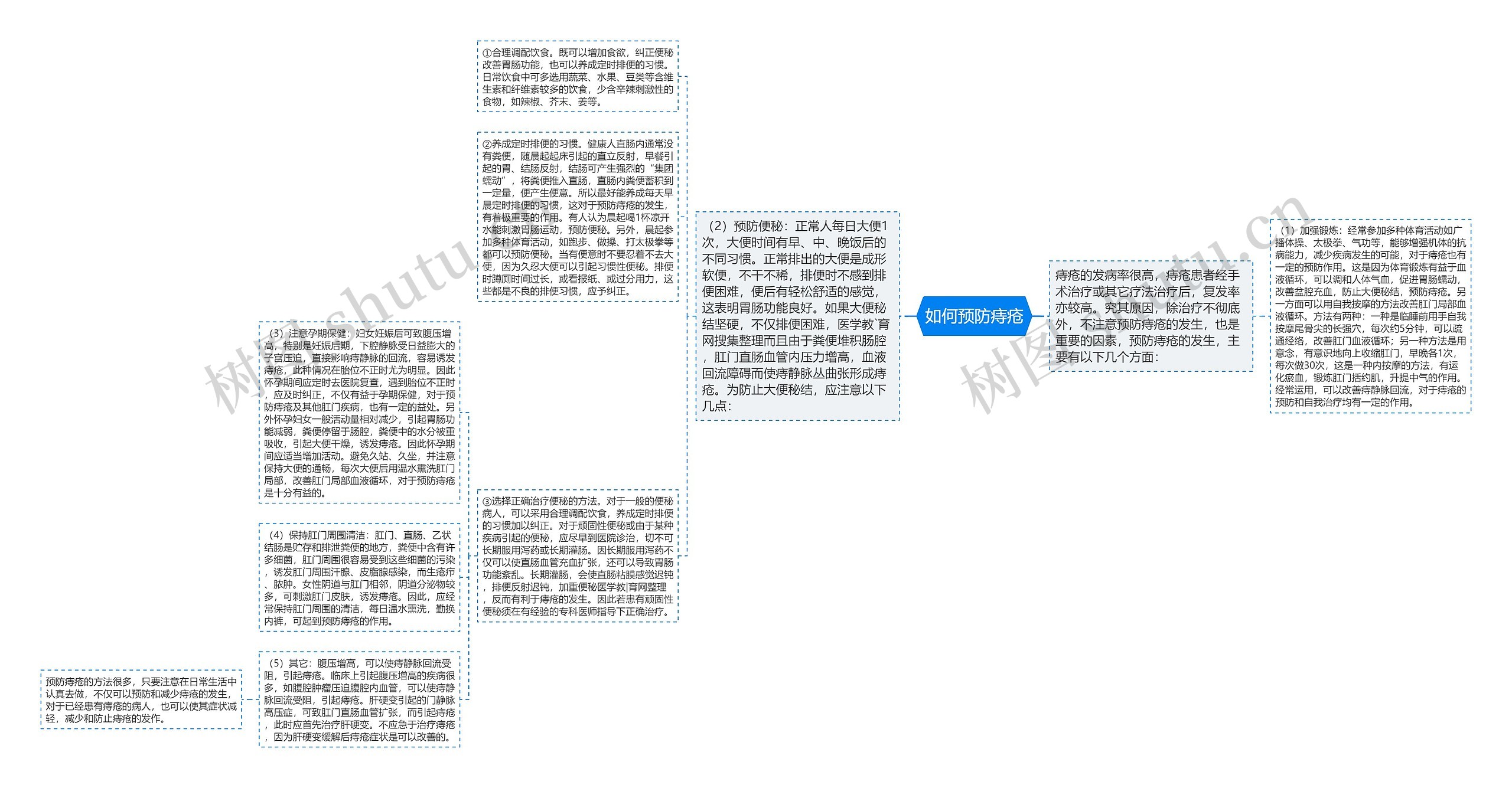 如何预防痔疮思维导图