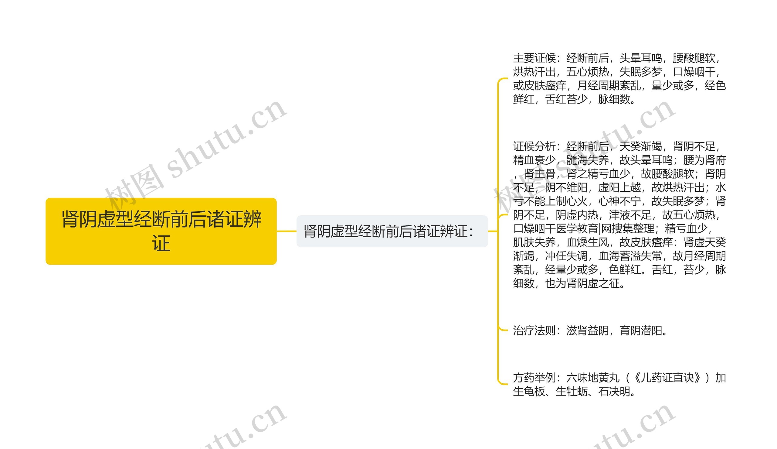 肾阴虚型经断前后诸证辨证思维导图