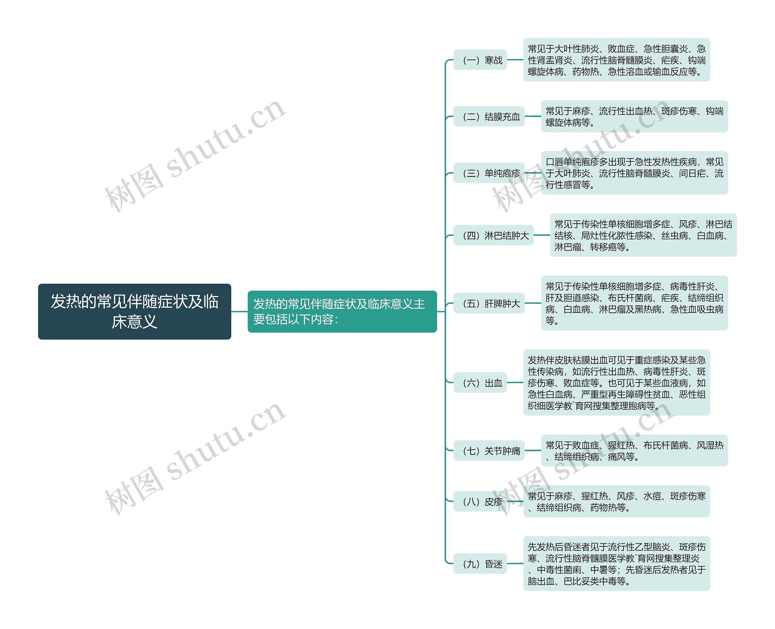 发热的常见伴随症状及临床意义思维导图