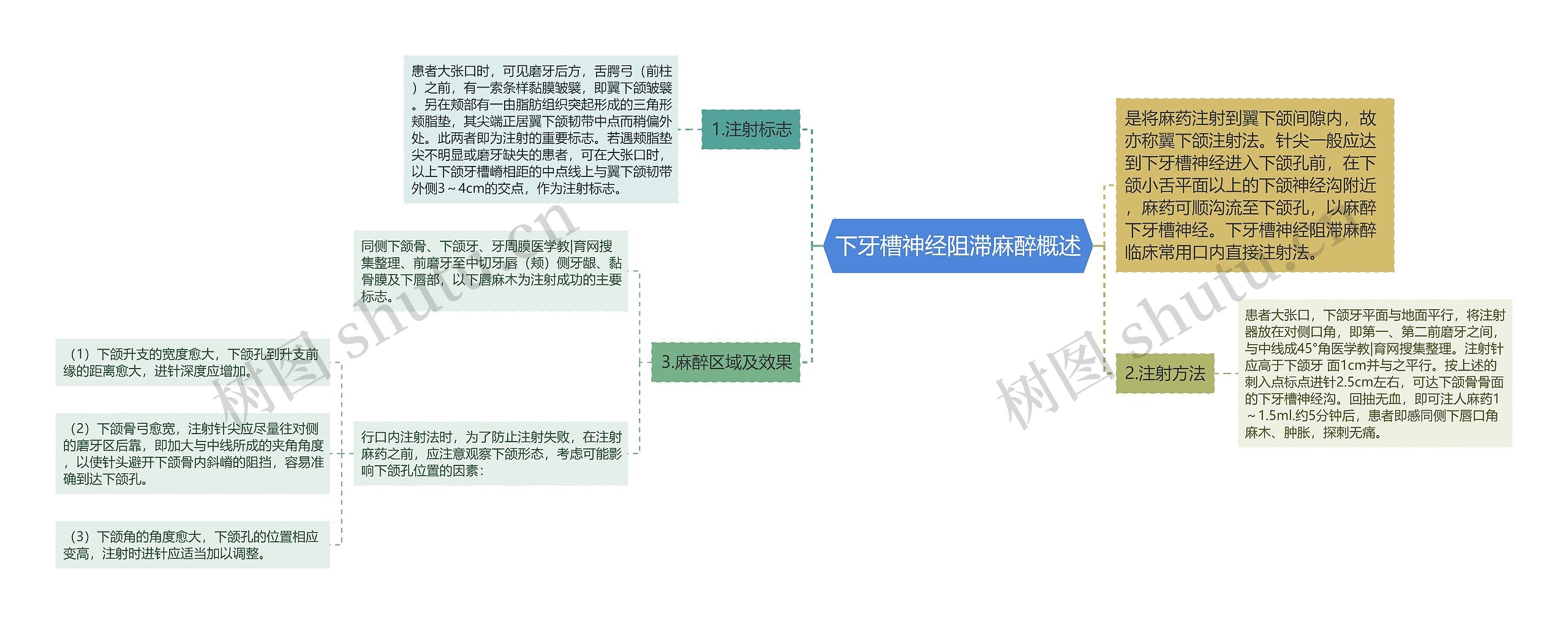 下牙槽神经阻滞麻醉概述思维导图