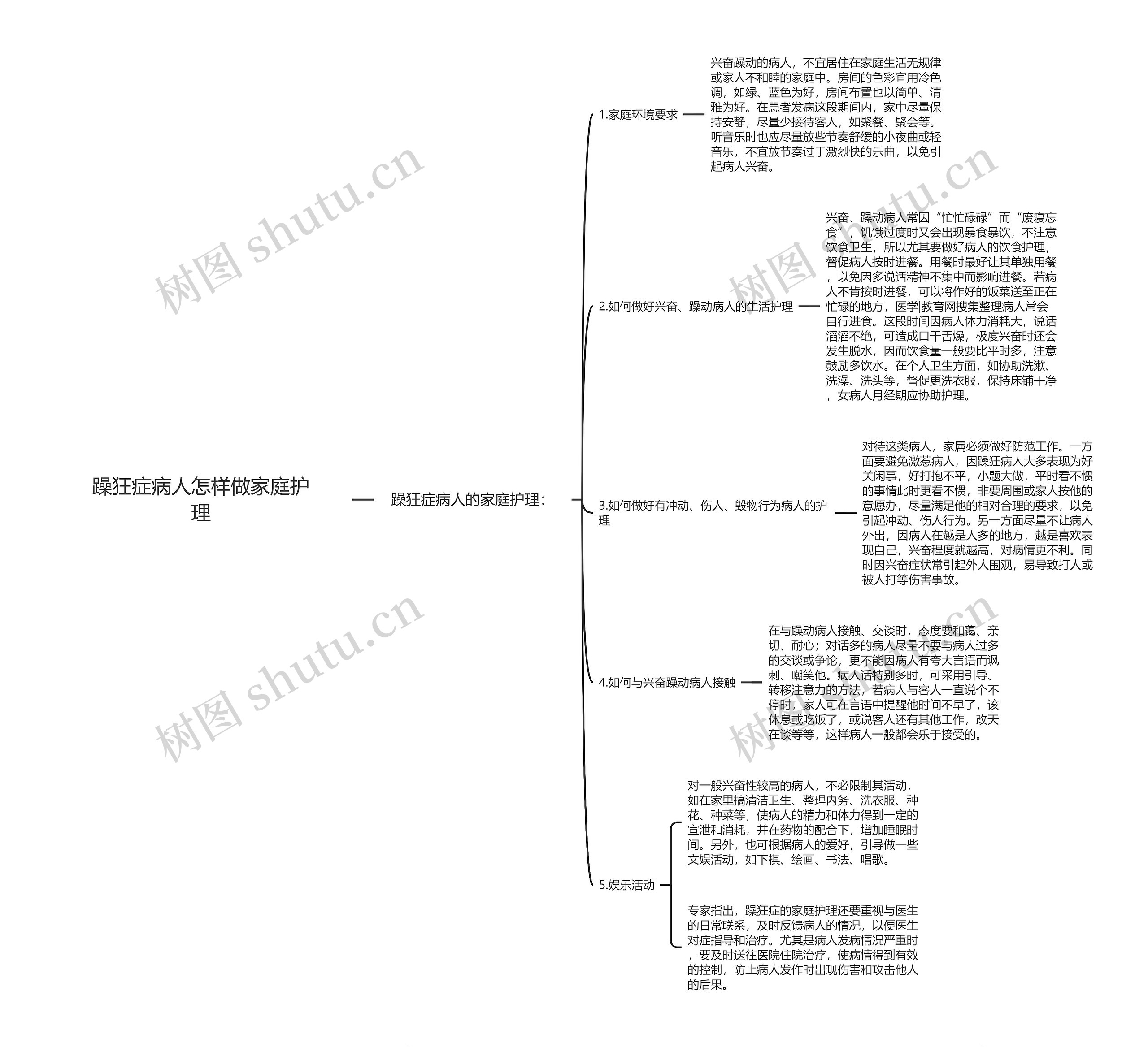 躁狂症病人怎样做家庭护理思维导图