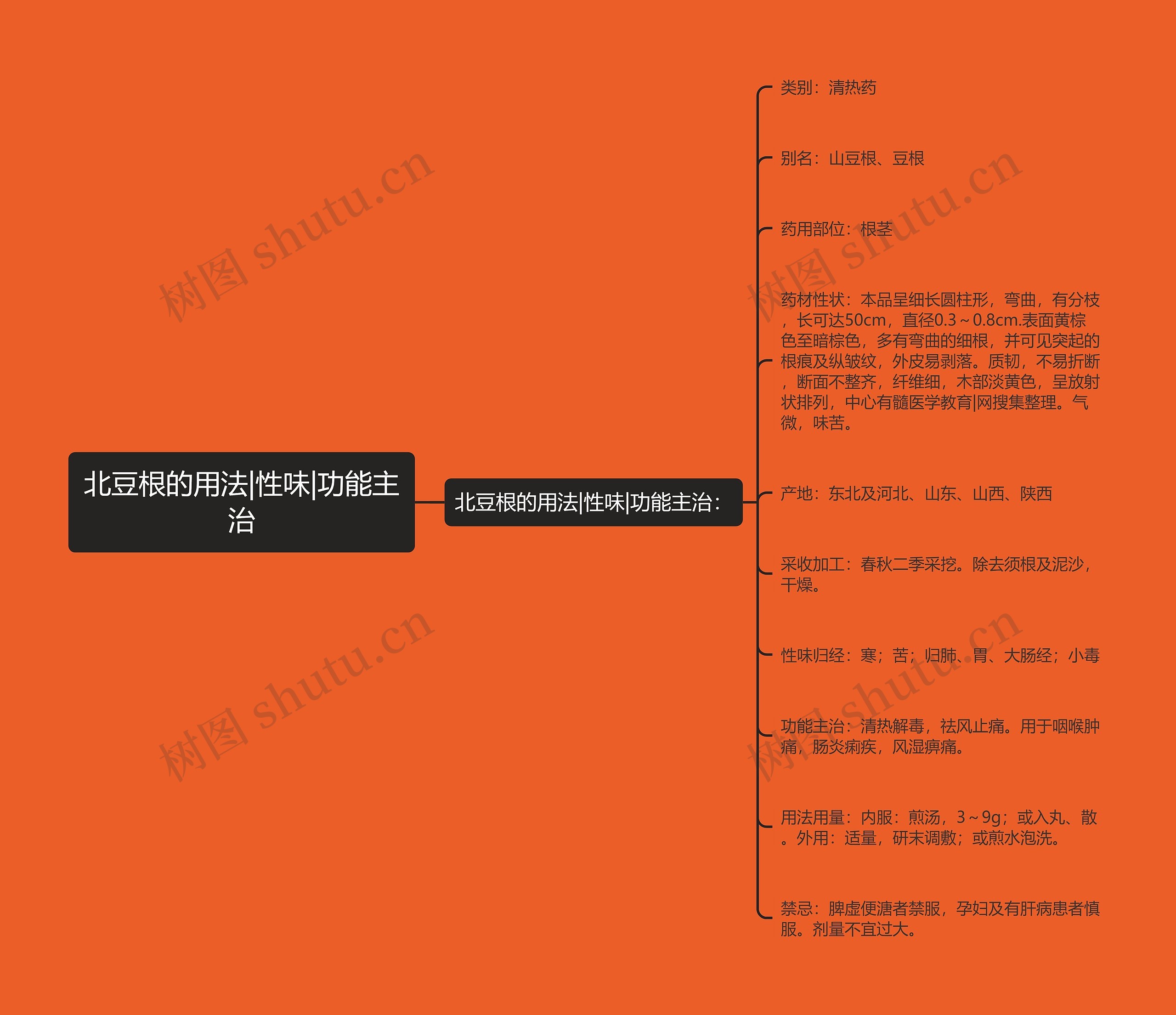 北豆根的用法|性味|功能主治思维导图
