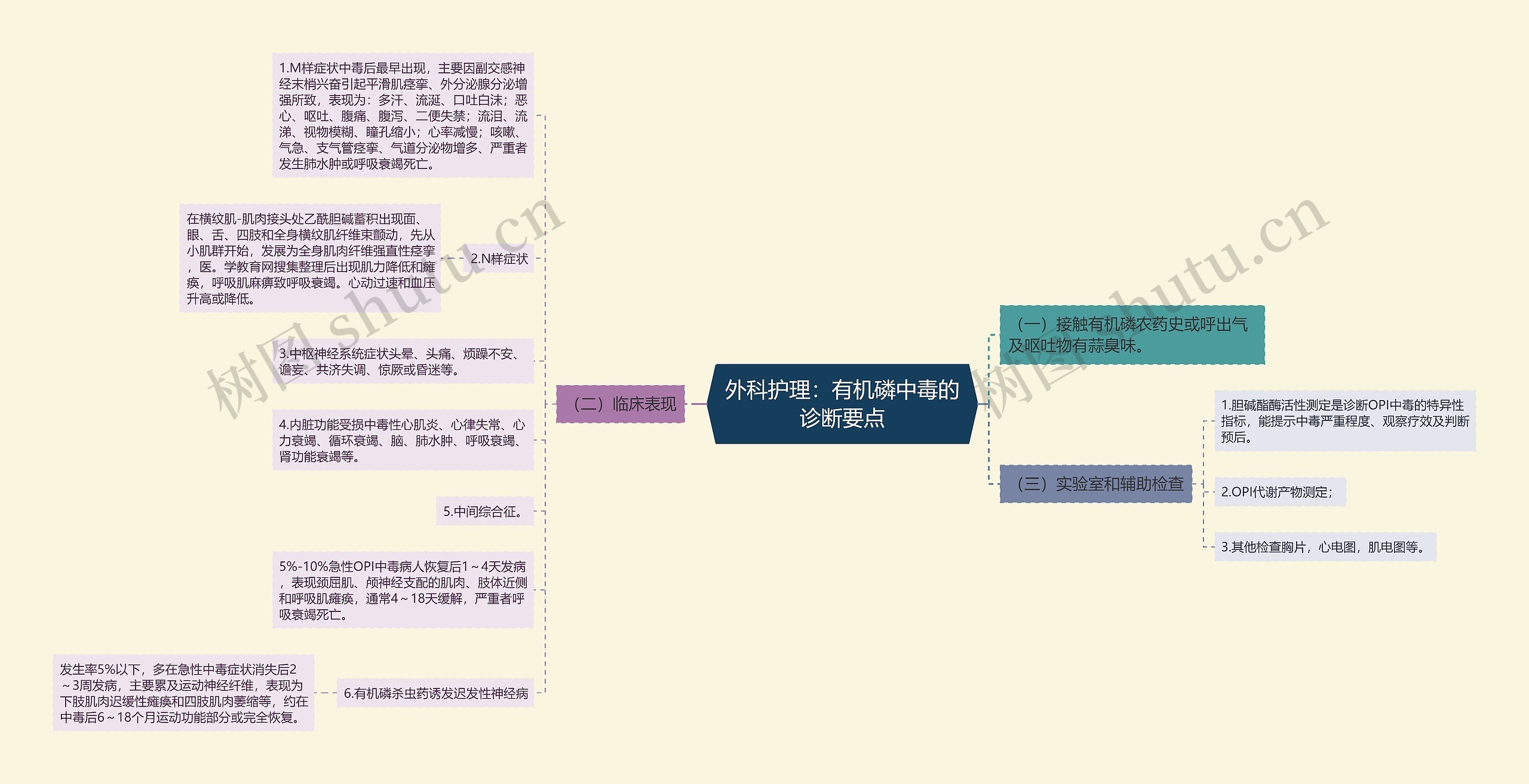 外科护理：有机磷中毒的诊断要点思维导图