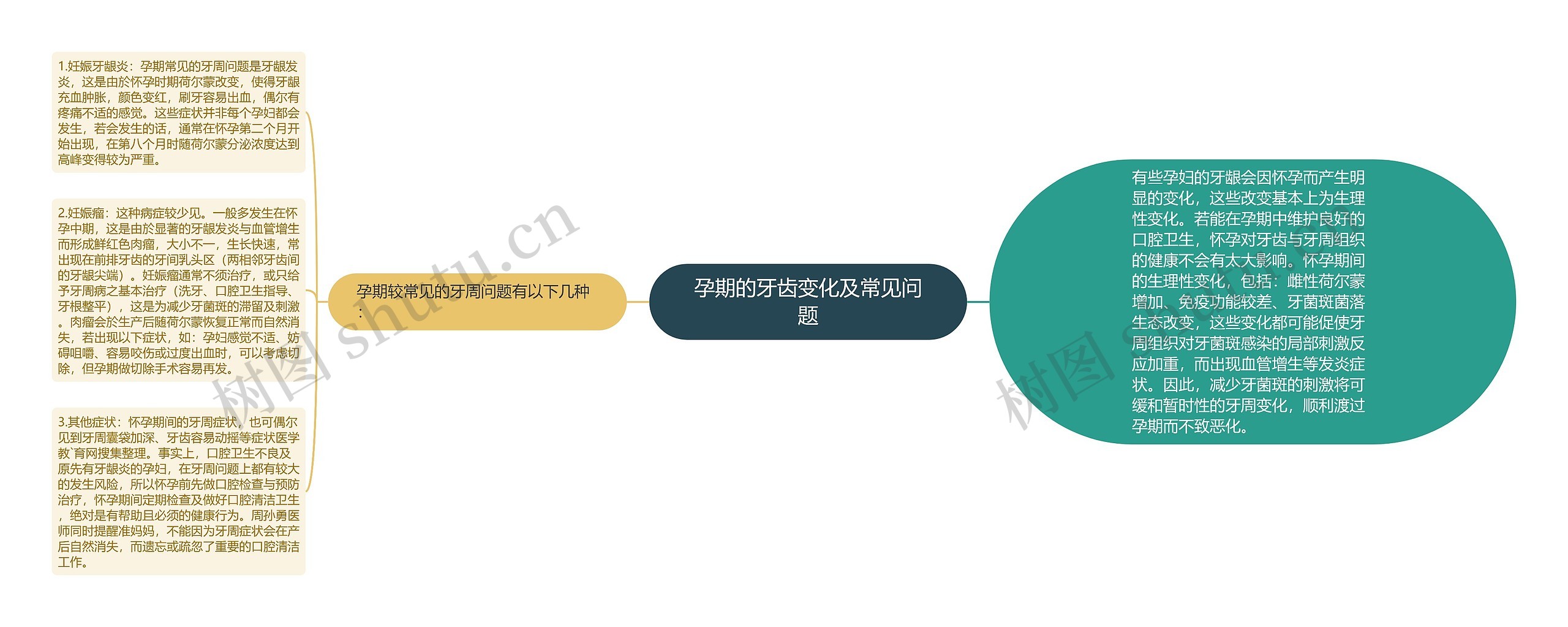 孕期的牙齿变化及常见问题思维导图