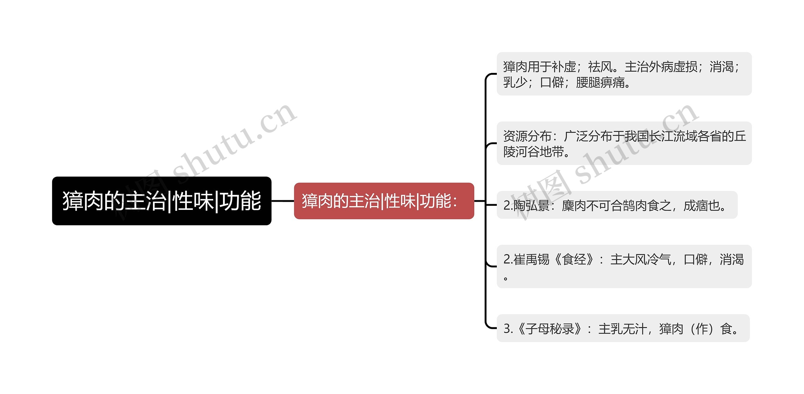 獐肉的主治|性味|功能思维导图