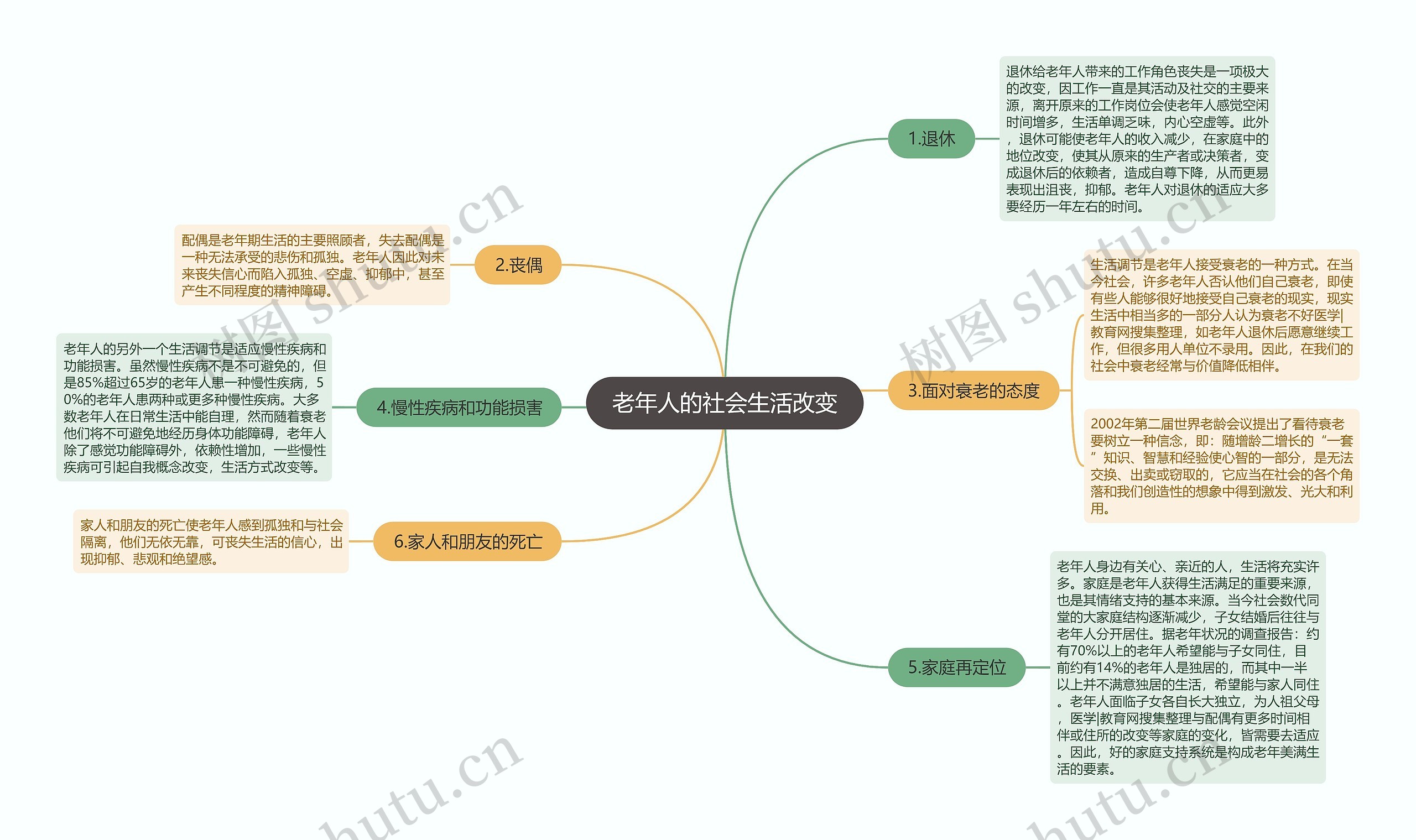 老年人的社会生活改变思维导图