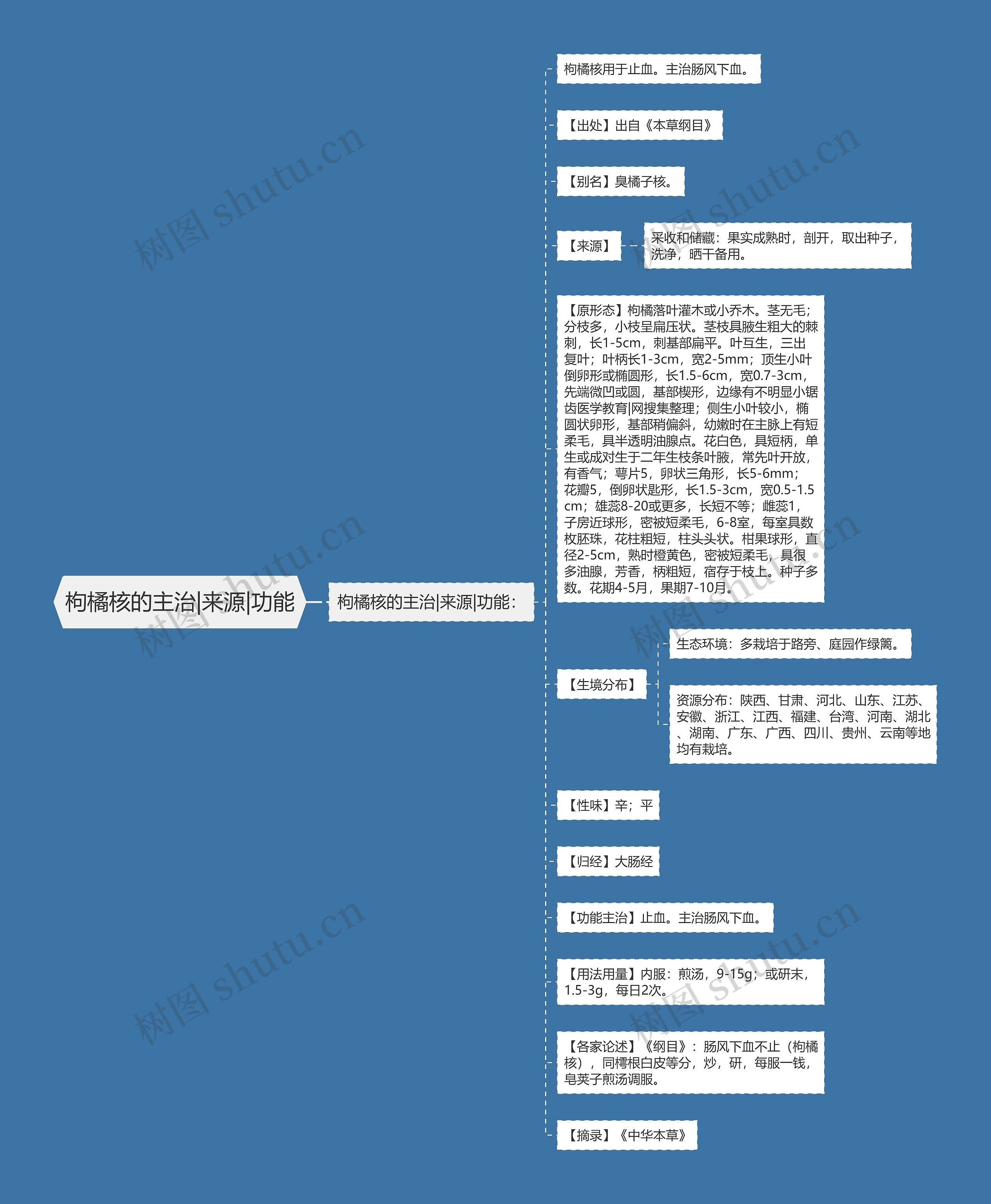 枸橘核的主治|来源|功能思维导图