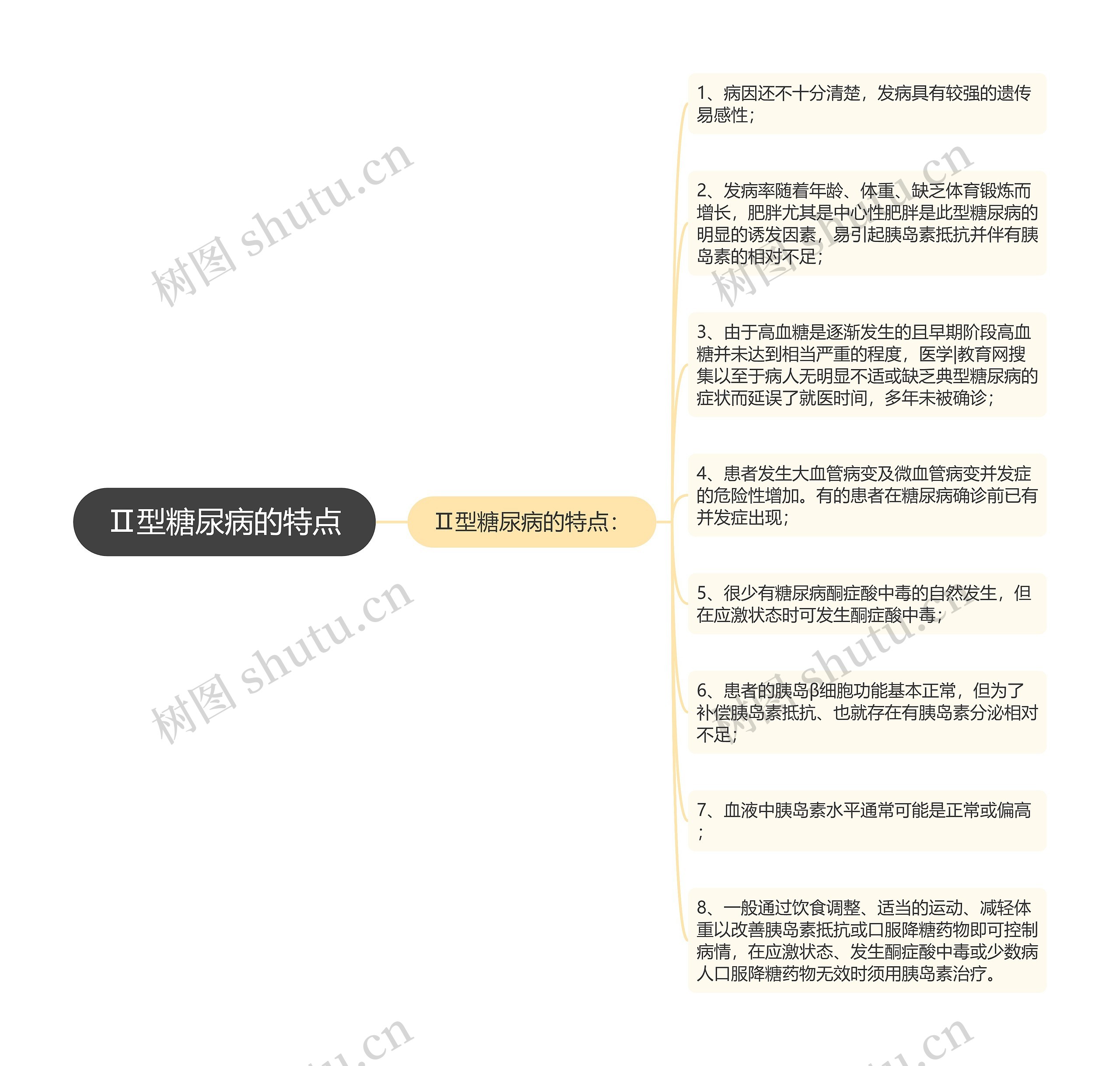 Ⅱ型糖尿病的特点思维导图