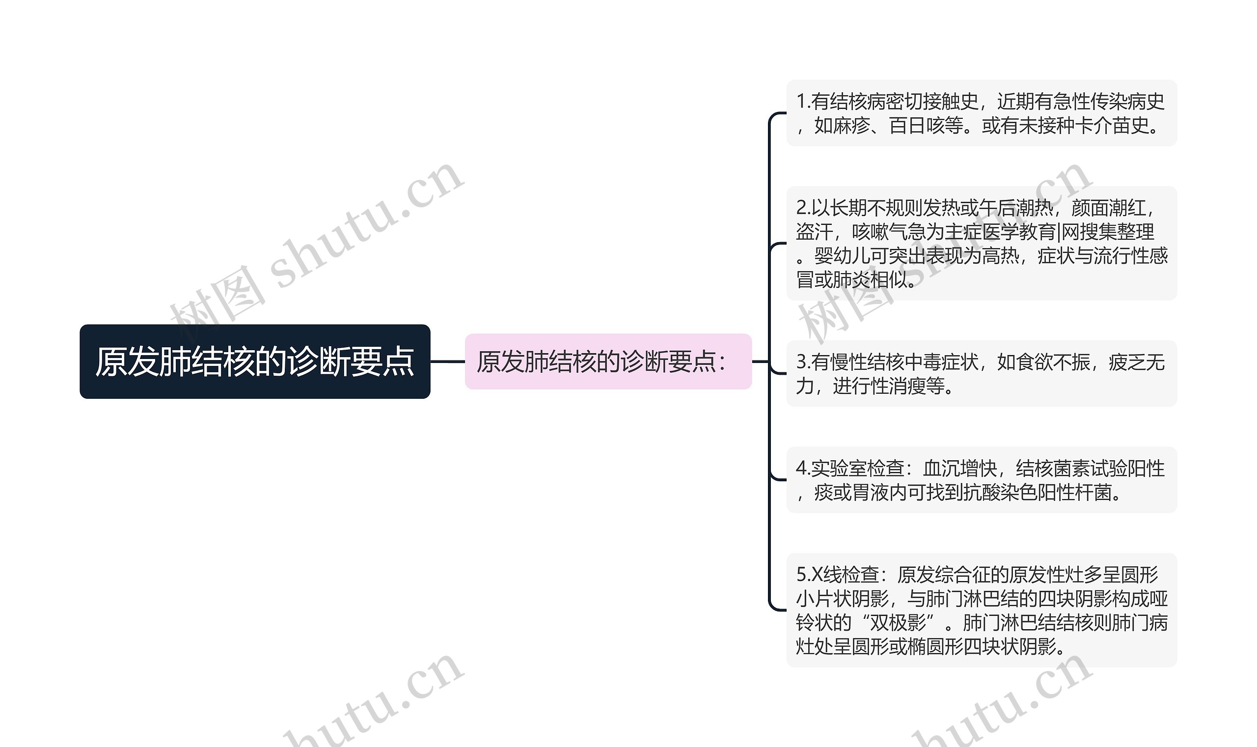 原发肺结核的诊断要点思维导图