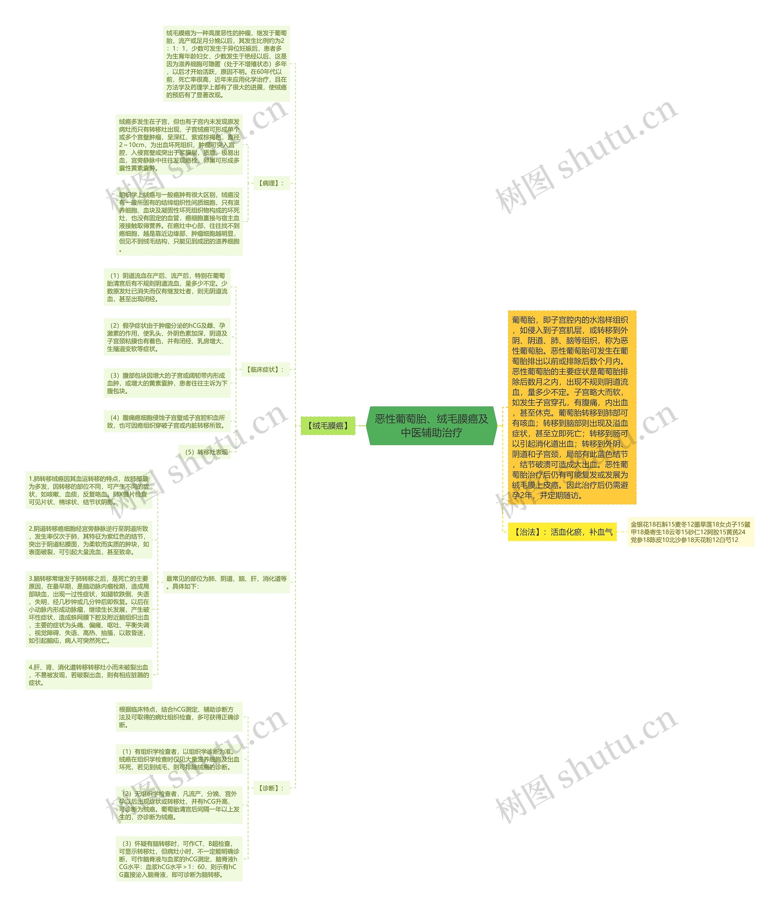恶性葡萄胎、绒毛膜癌及中医辅助治疗思维导图