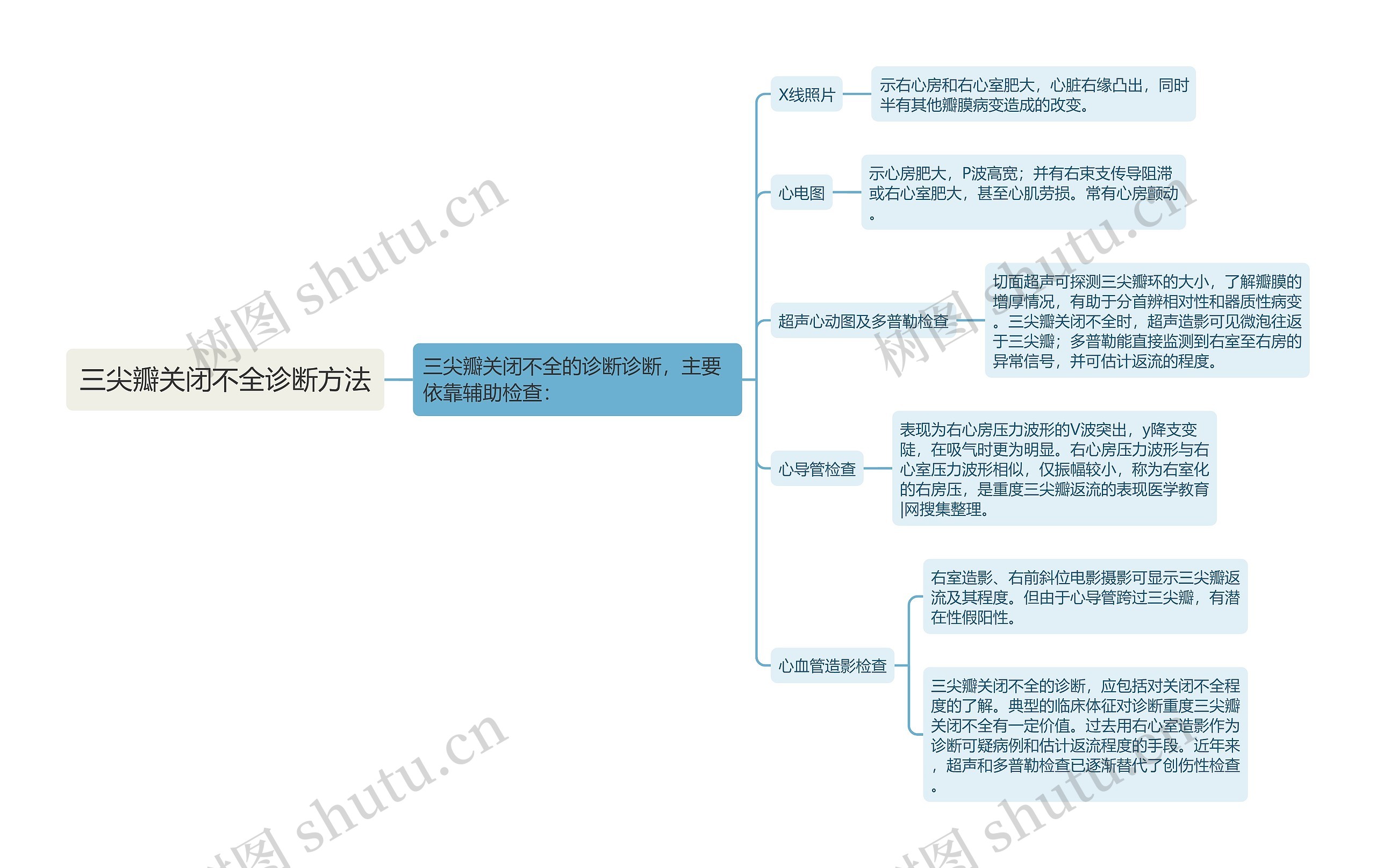 三尖瓣关闭不全诊断方法思维导图