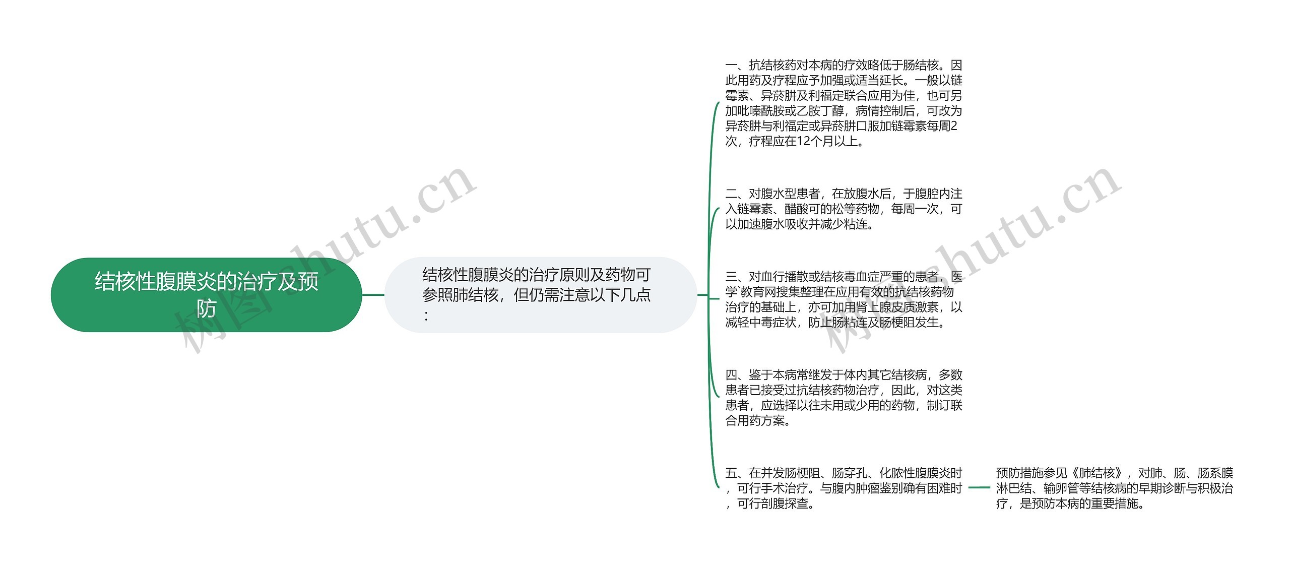 结核性腹膜炎的治疗及预防思维导图