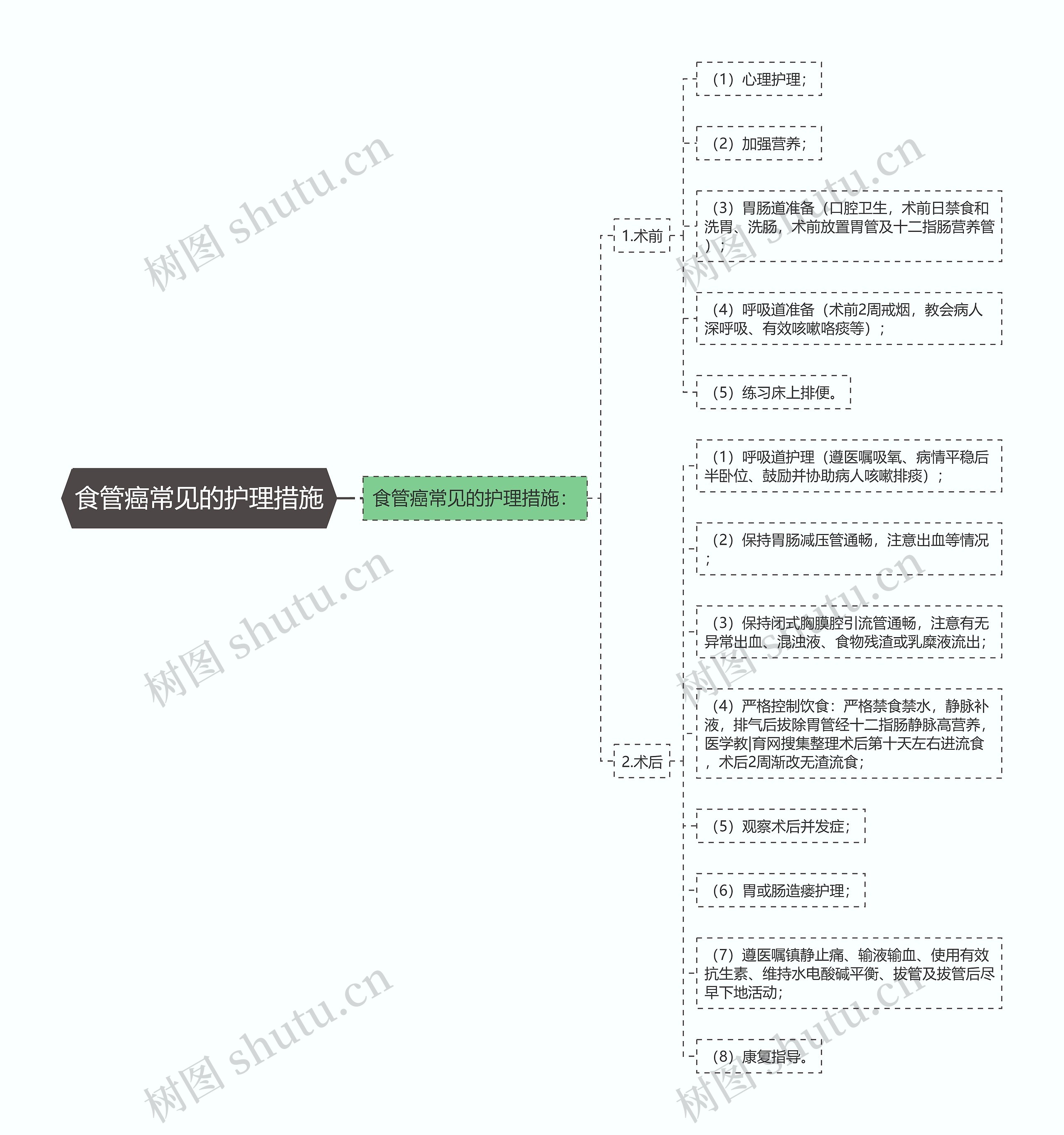 食管癌常见的护理措施思维导图