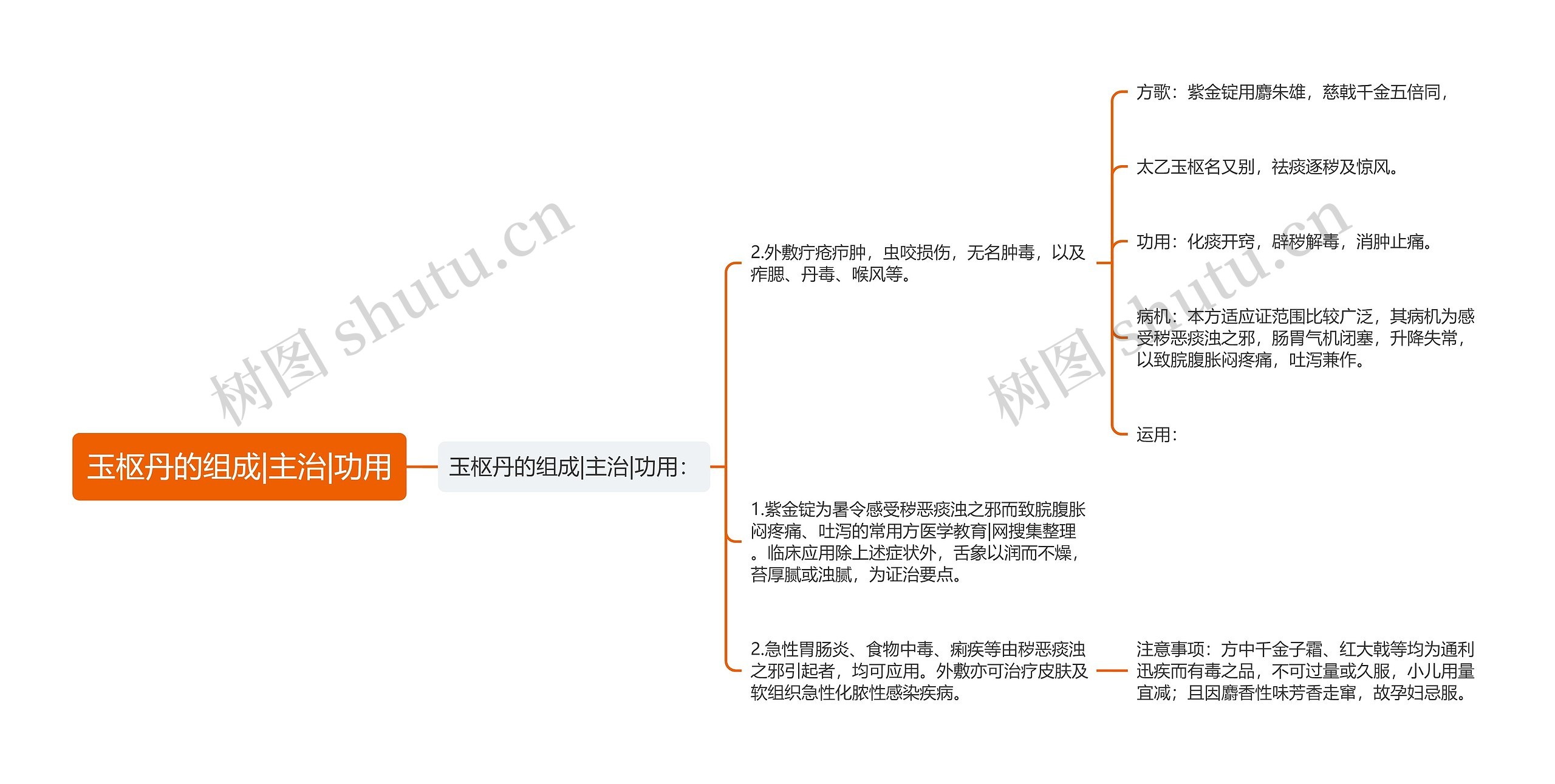 玉枢丹的组成|主治|功用思维导图