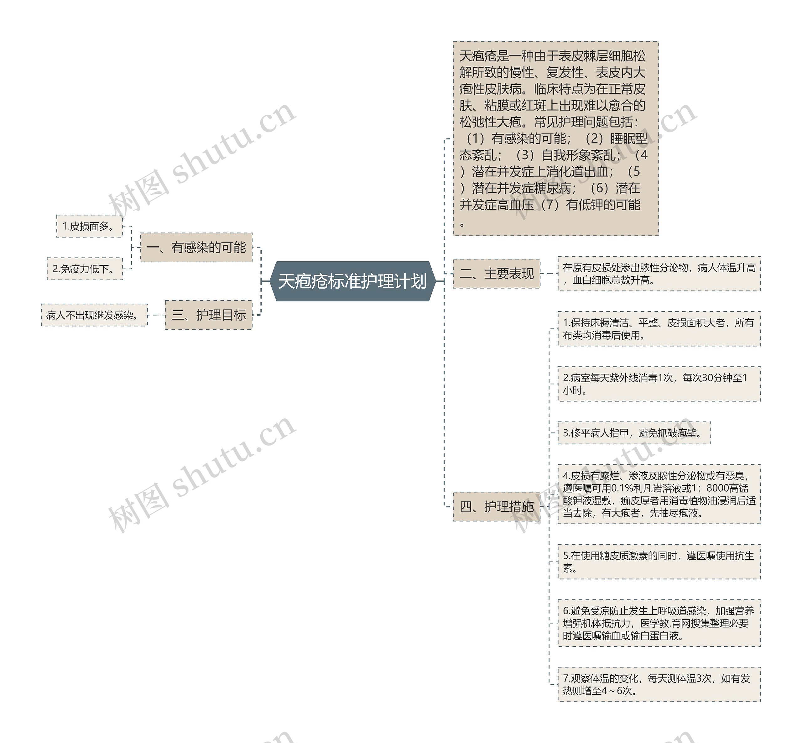 天疱疮标准护理计划思维导图