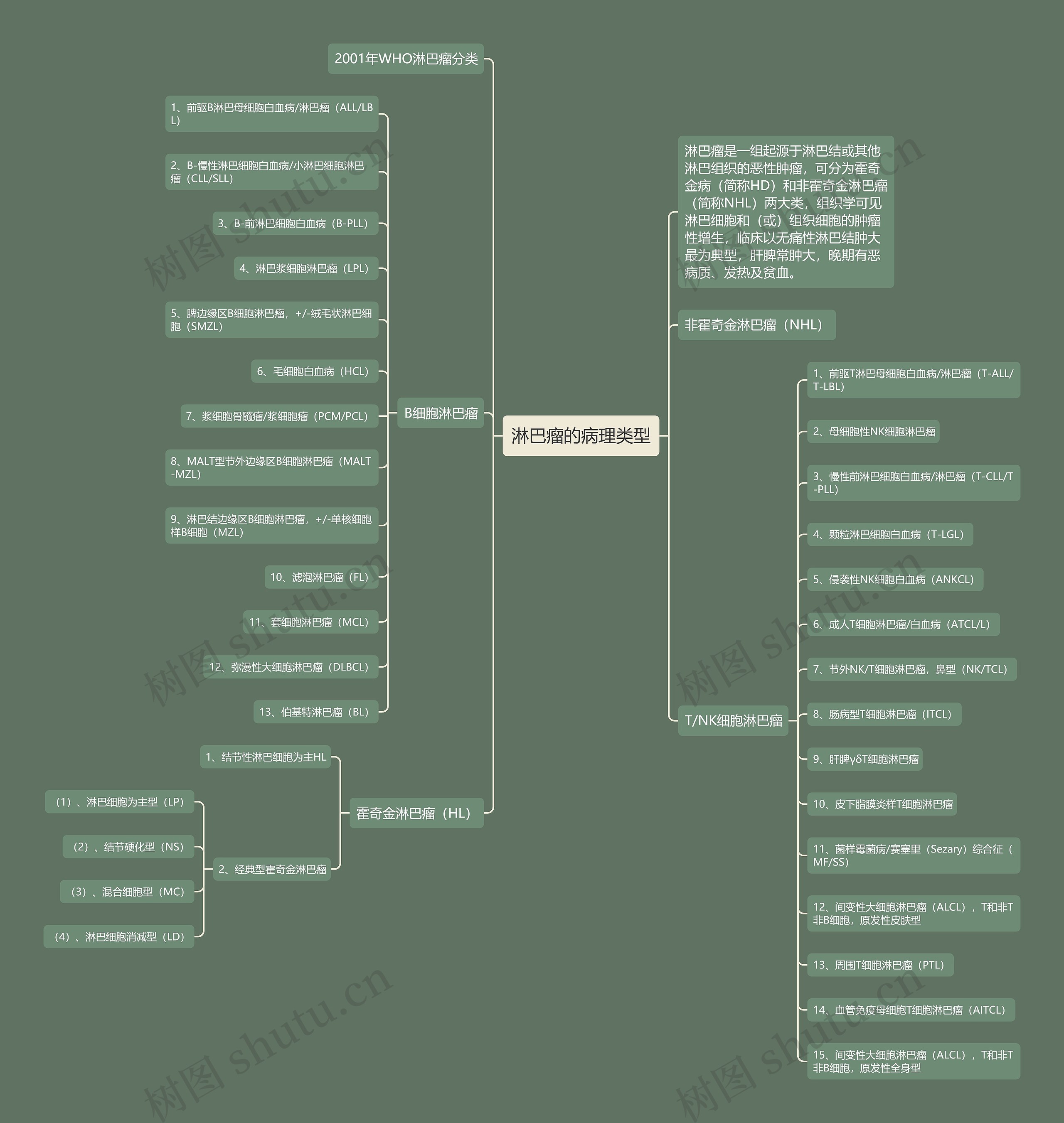 淋巴瘤的病理类型思维导图