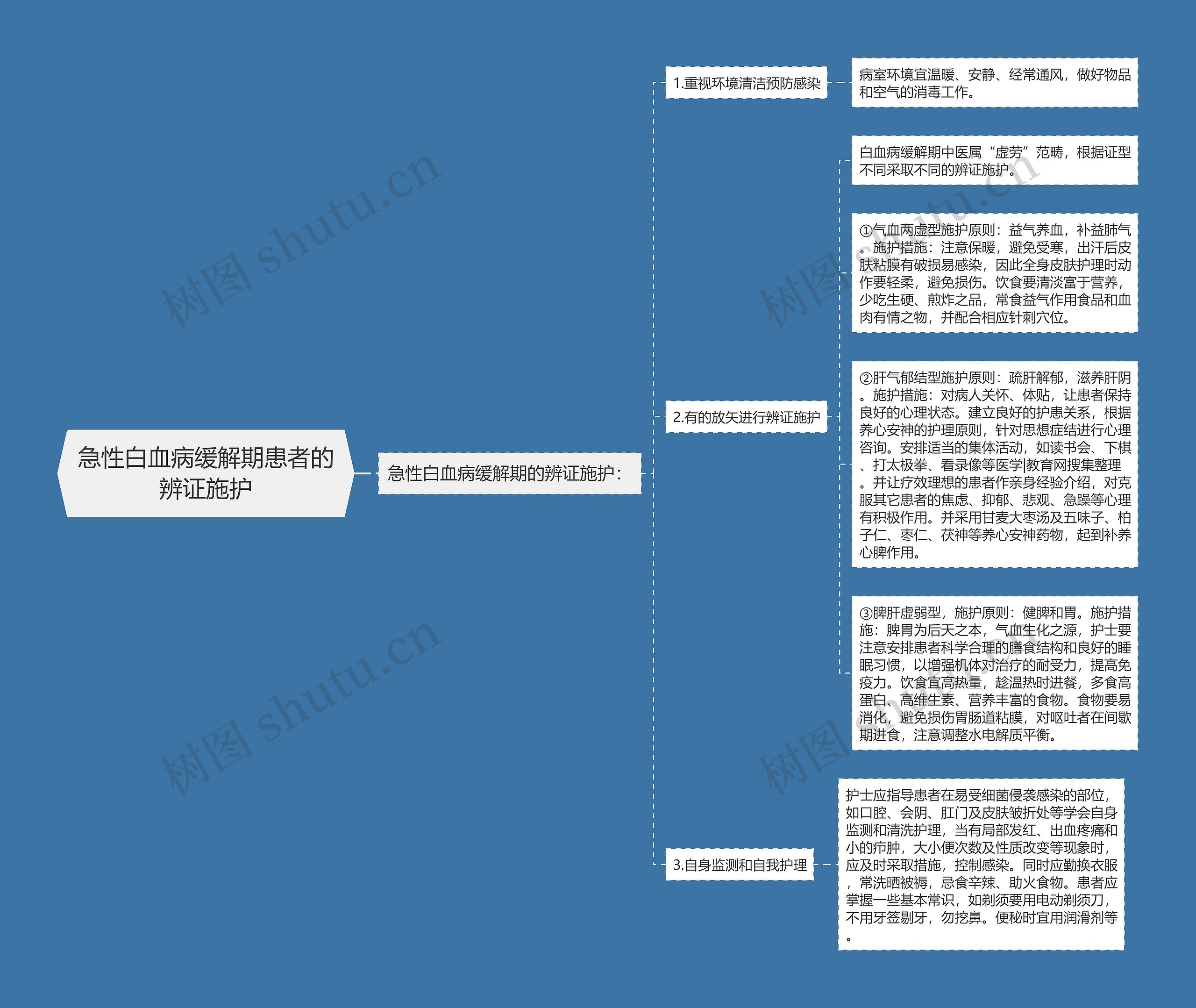 急性白血病缓解期患者的辨证施护思维导图