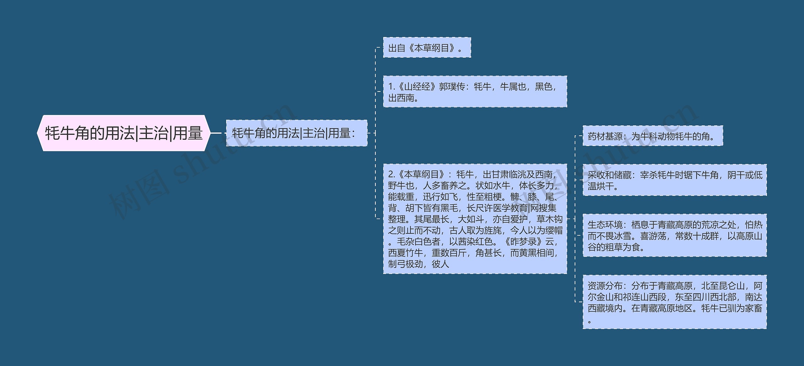 牦牛角的用法|主治|用量思维导图