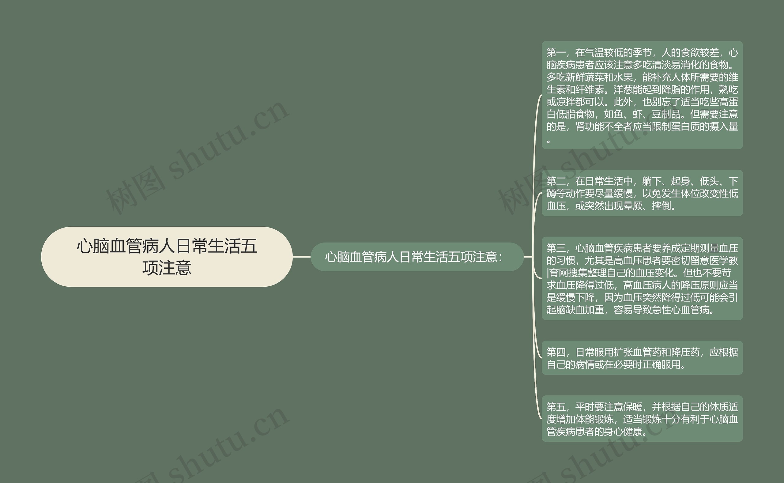 心脑血管病人日常生活五项注意思维导图