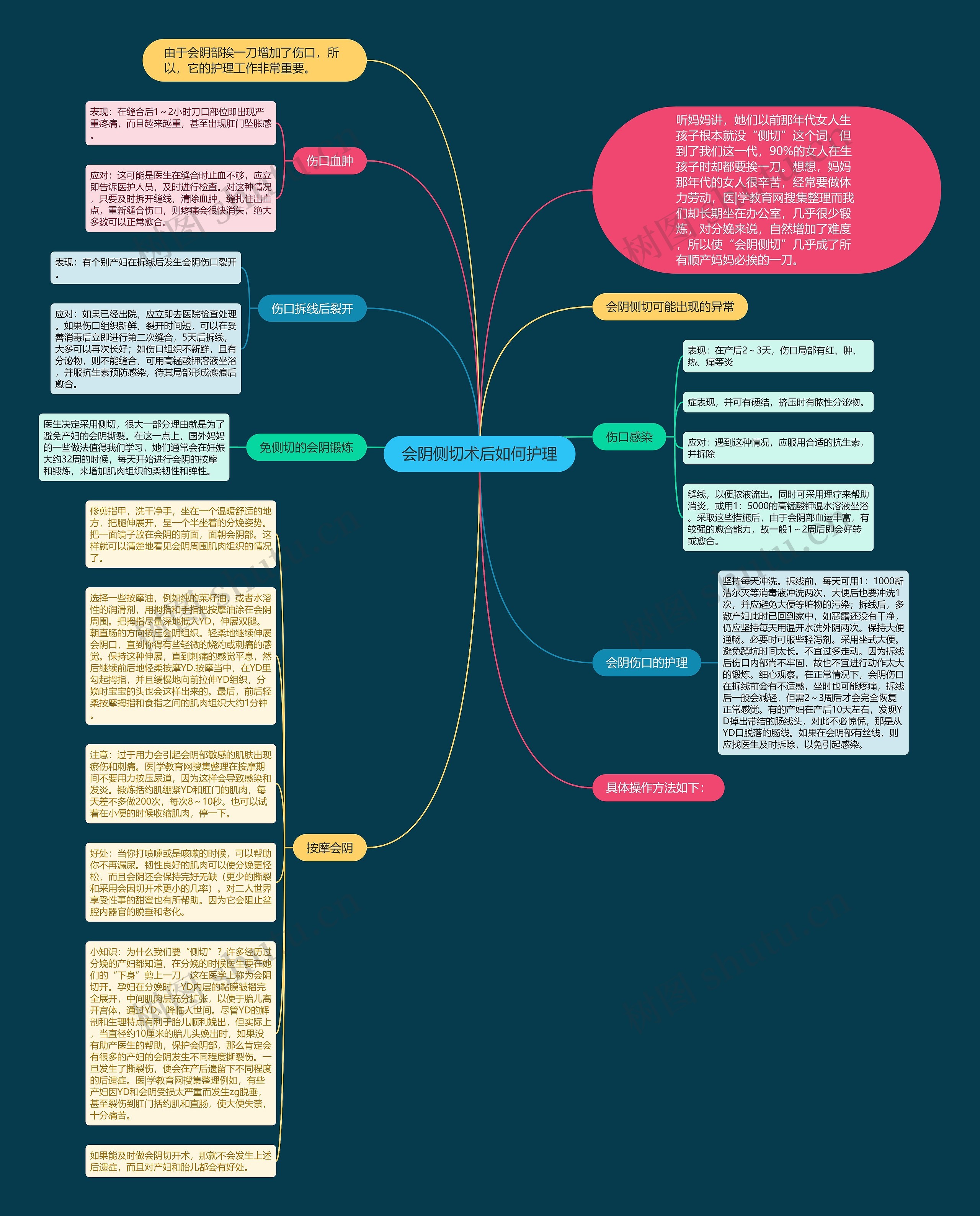 会阴侧切术后如何护理思维导图
