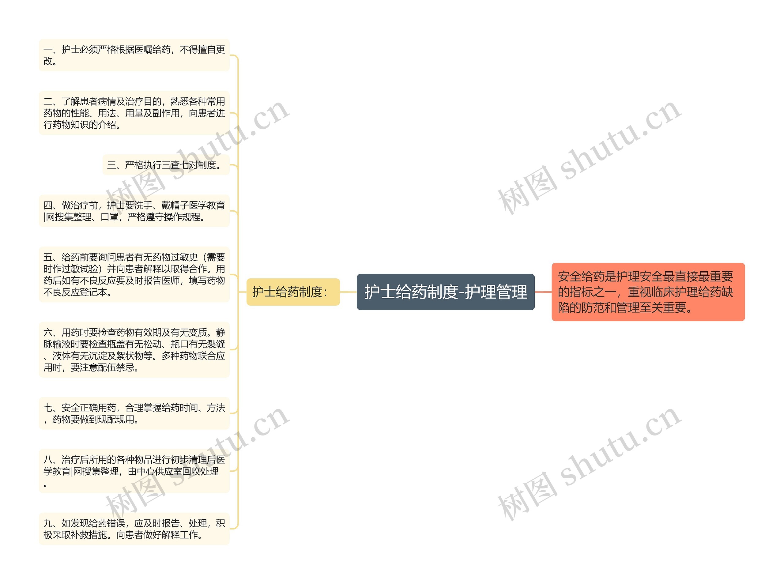 护士给药制度-护理管理思维导图