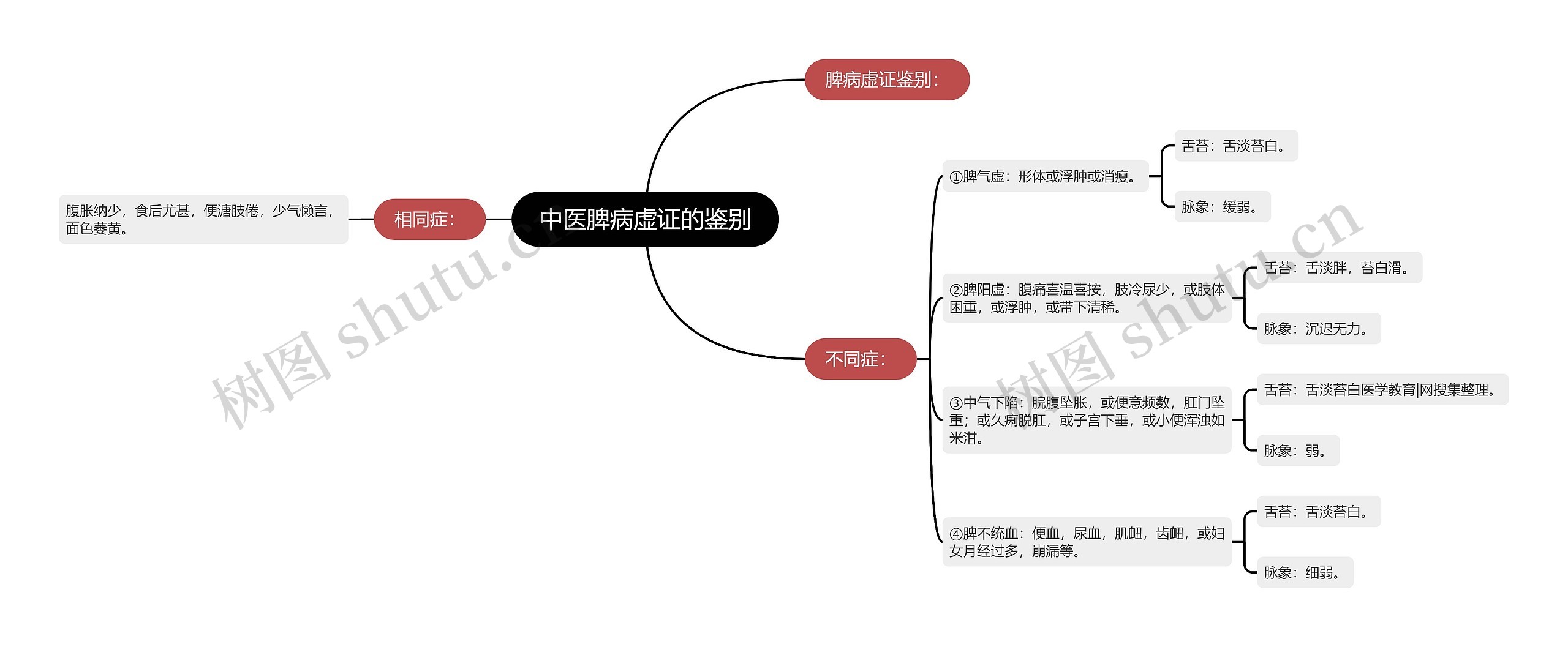 中医脾病虚证的鉴别思维导图