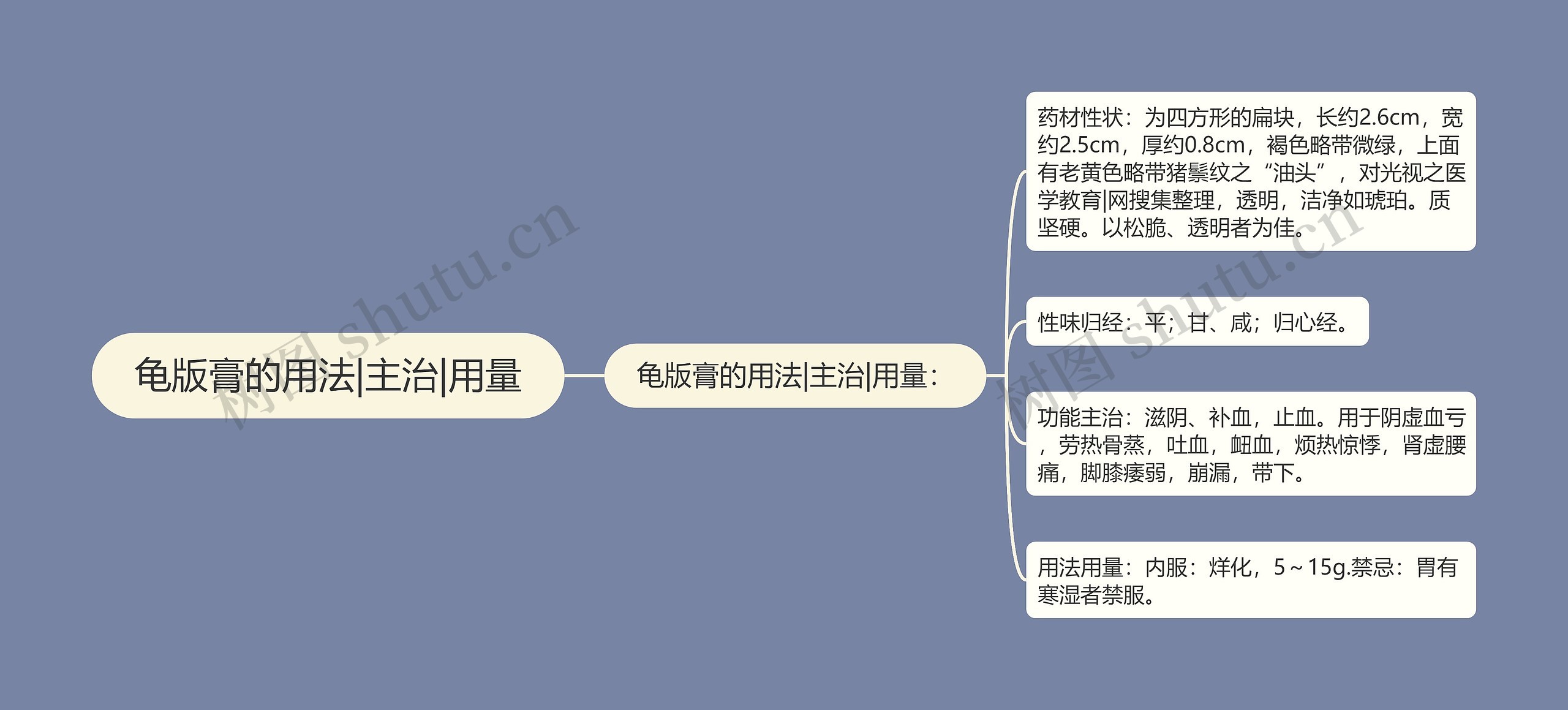 龟版膏的用法|主治|用量思维导图