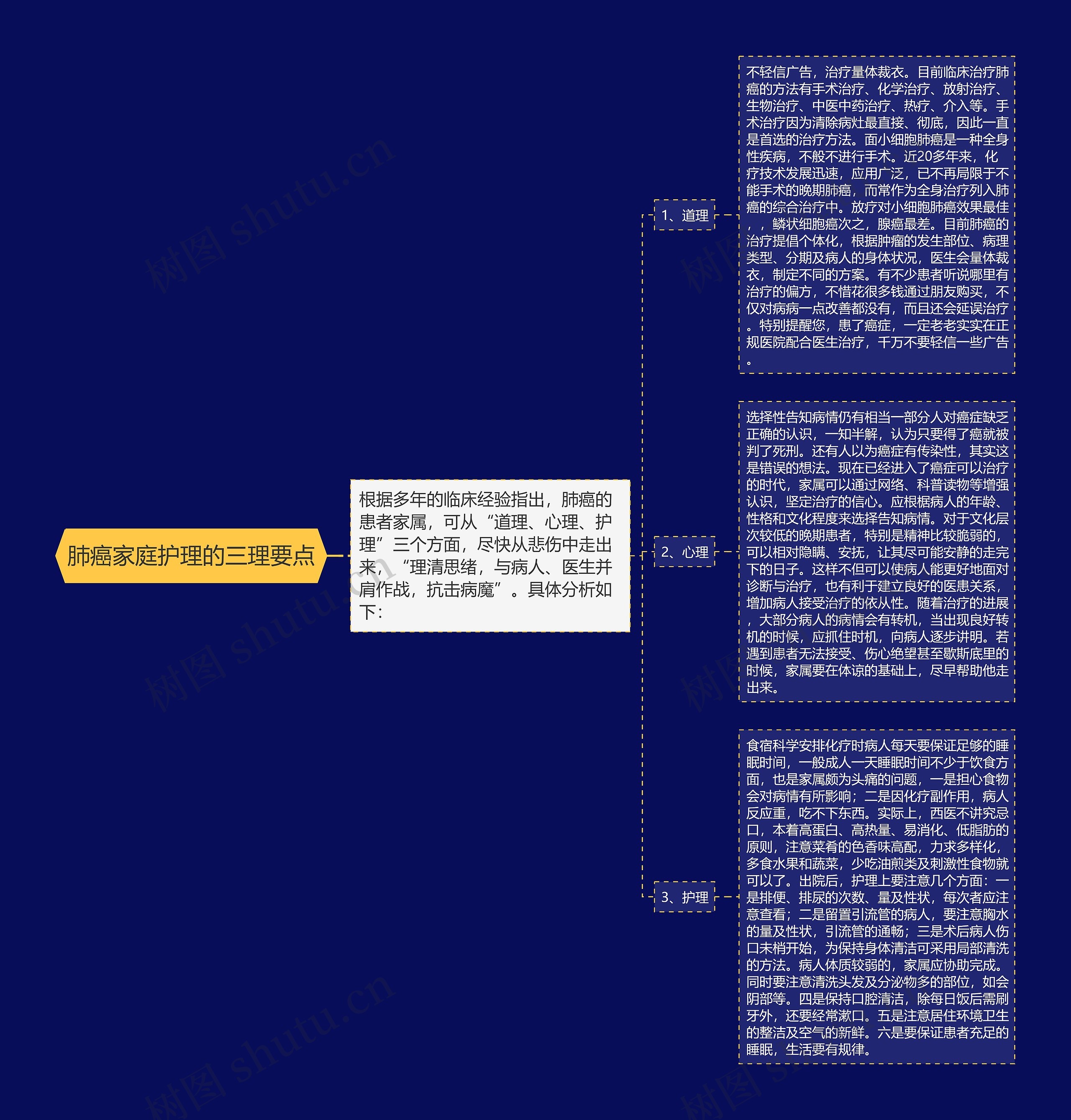 肺癌家庭护理的三理要点思维导图